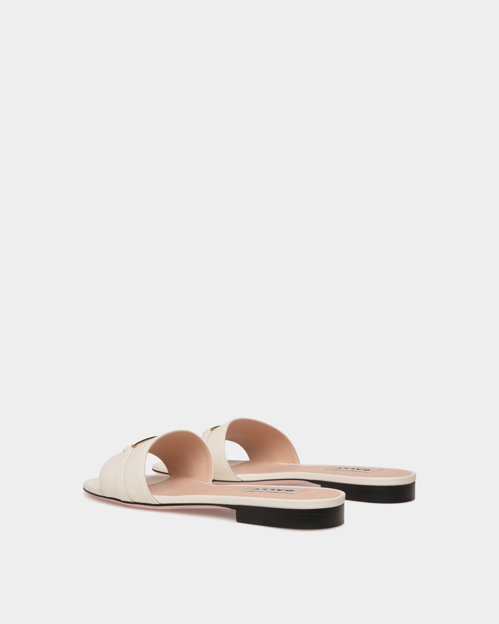 Deco Flat Sandal in White Leather - Women's - Bally - 03