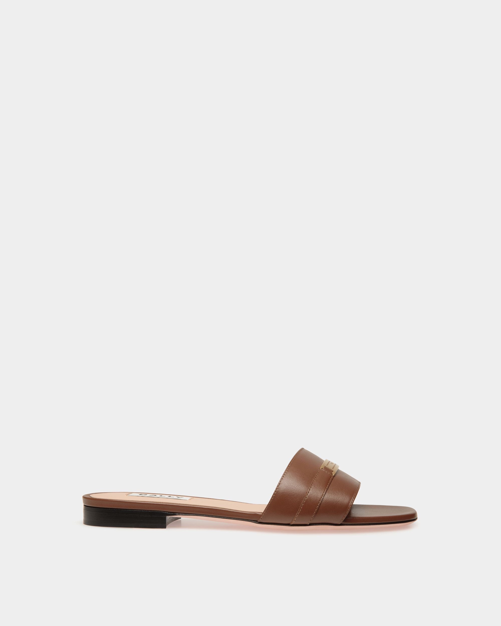 Sandalia Plana Deco De Piel Marrón - Mujer - Bally - 01