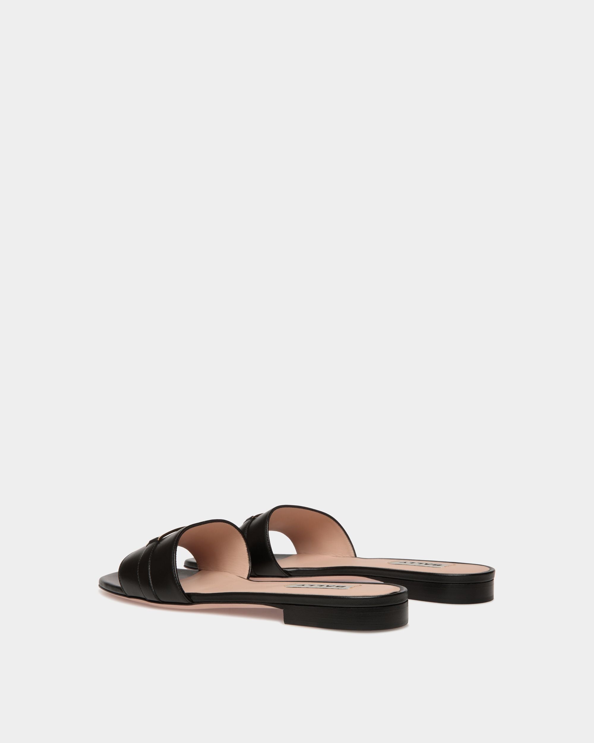 Deco Flat Sandal in Black Leather - Women's - Bally - 03