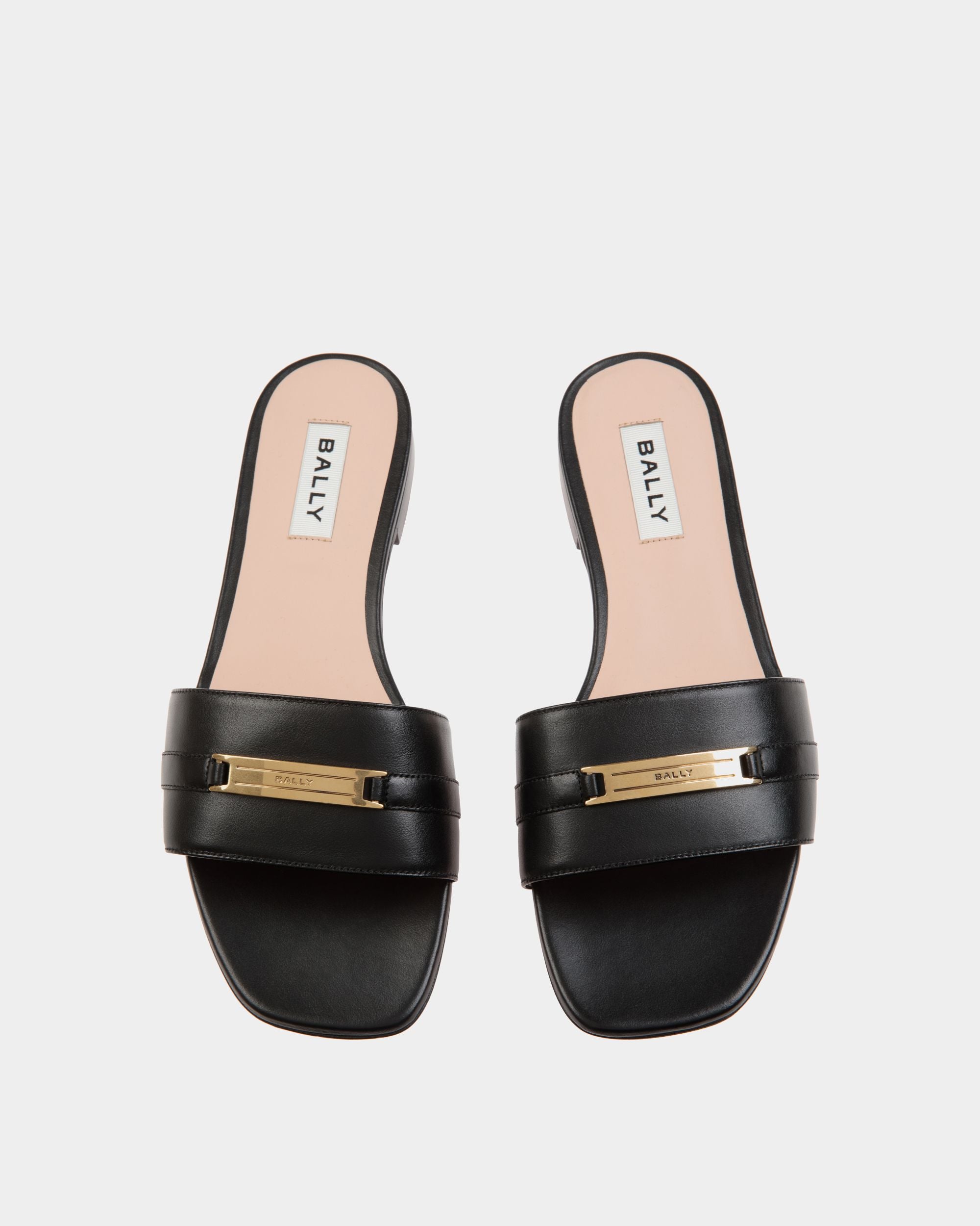 Deco Flat Sandal in Black Leather - Women's - Bally - 04