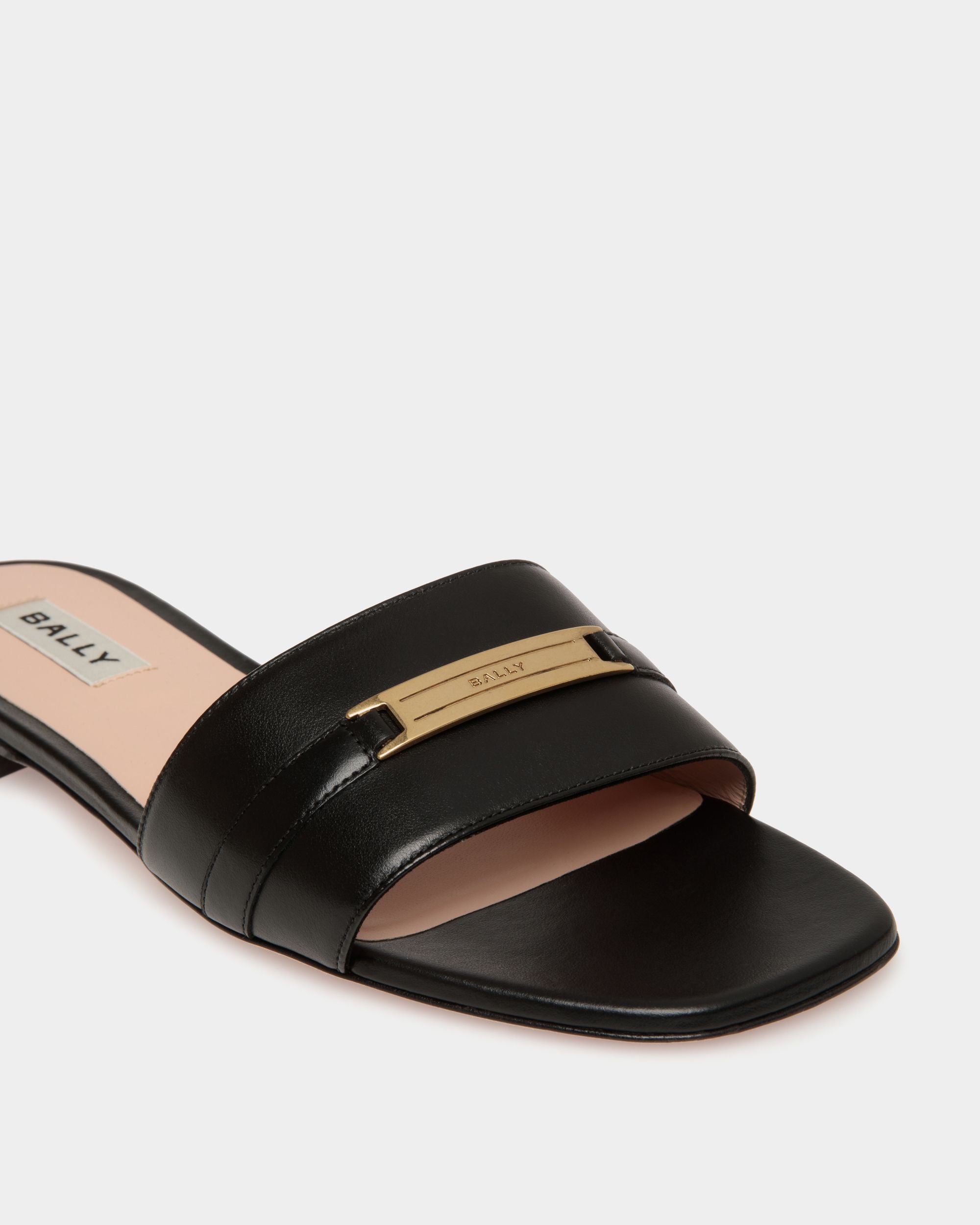 Deco Flat Sandal in Black Leather - Women's - Bally - 05