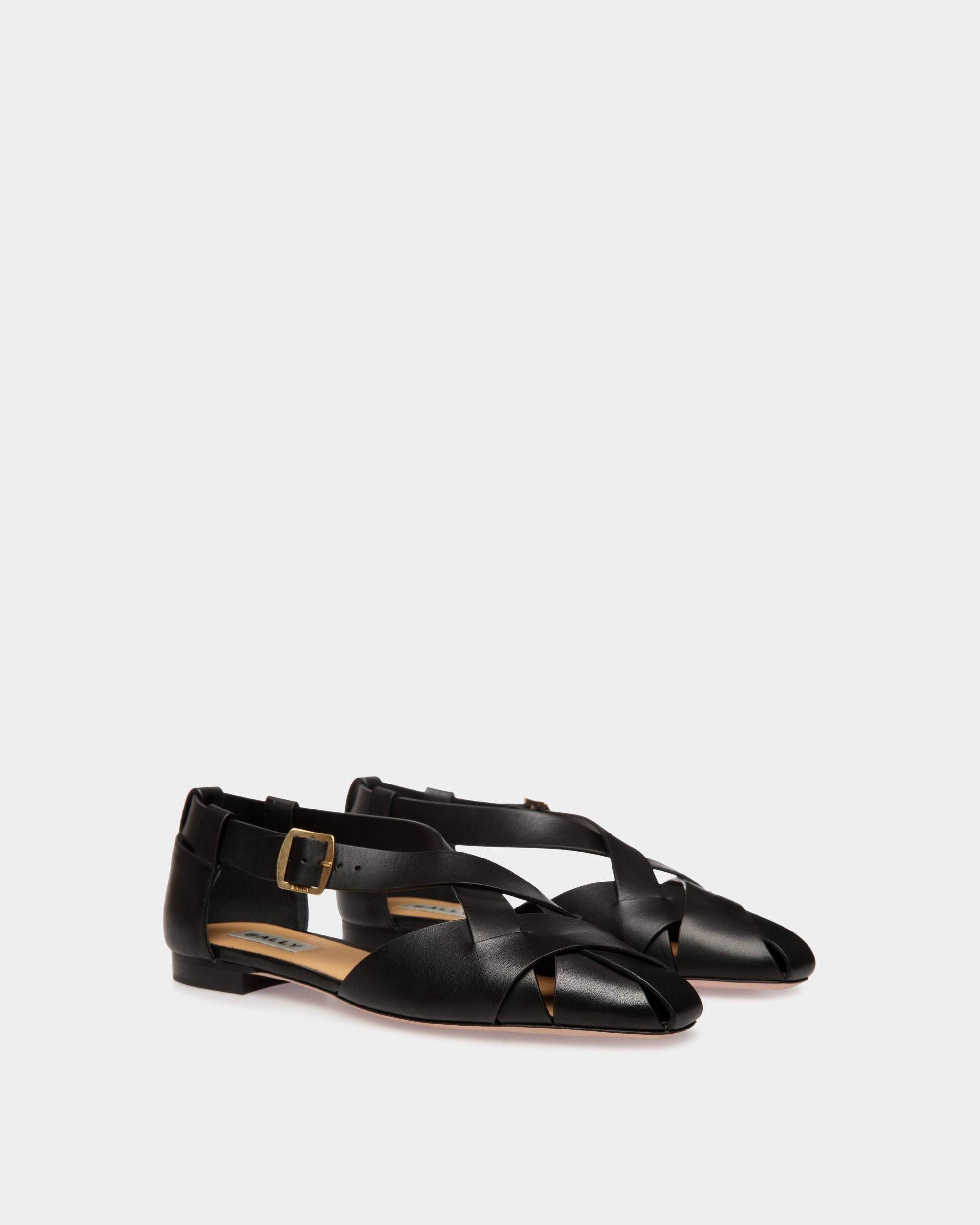 Zapato Plano Sylt De Piel Cepillada Negra - Mujer - Bally - 03