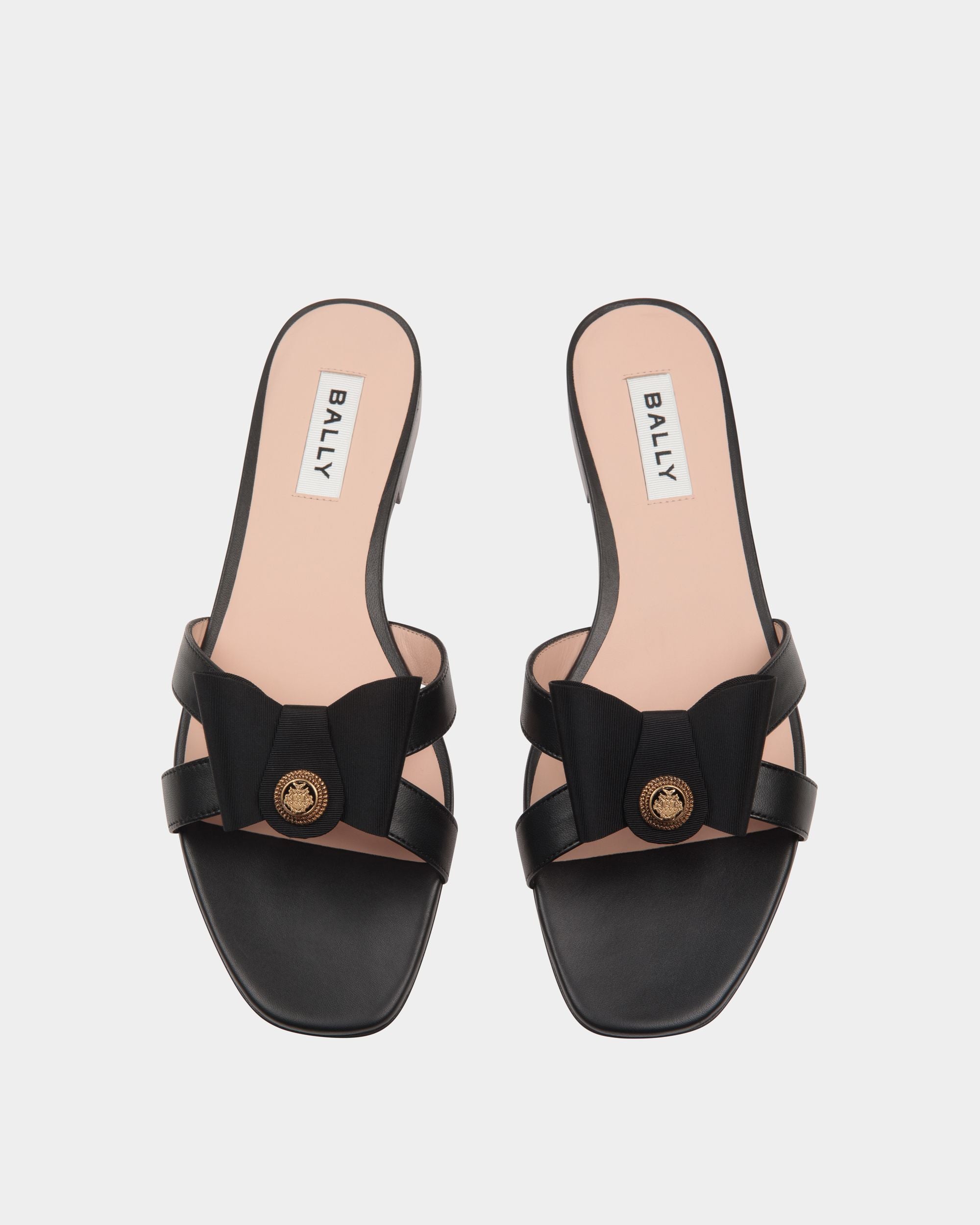 B-Bow Flat Sandal in Black Leather - Mujer - Bally - 04