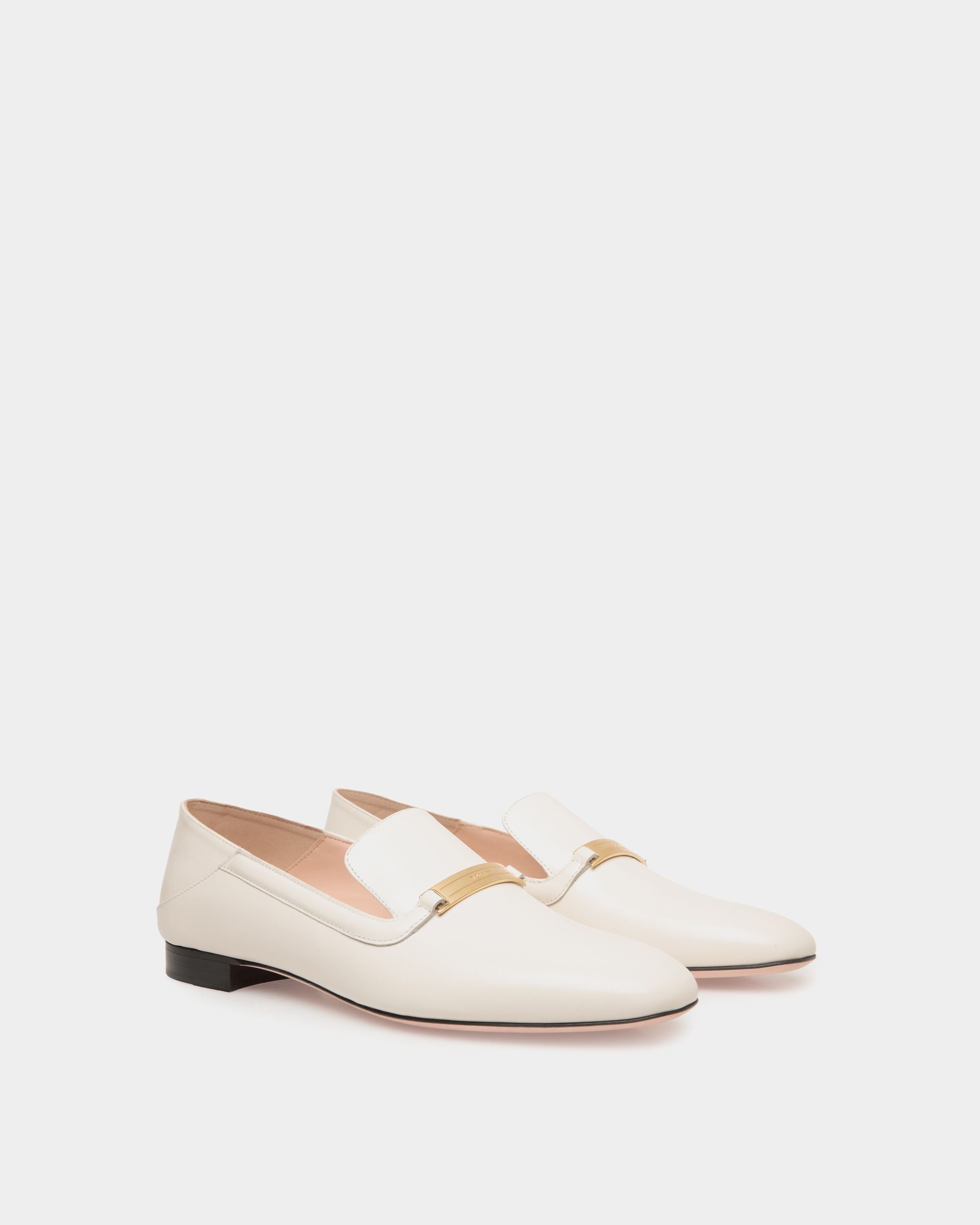 Deco Slipper in White Leather - Women's - Bally - 02