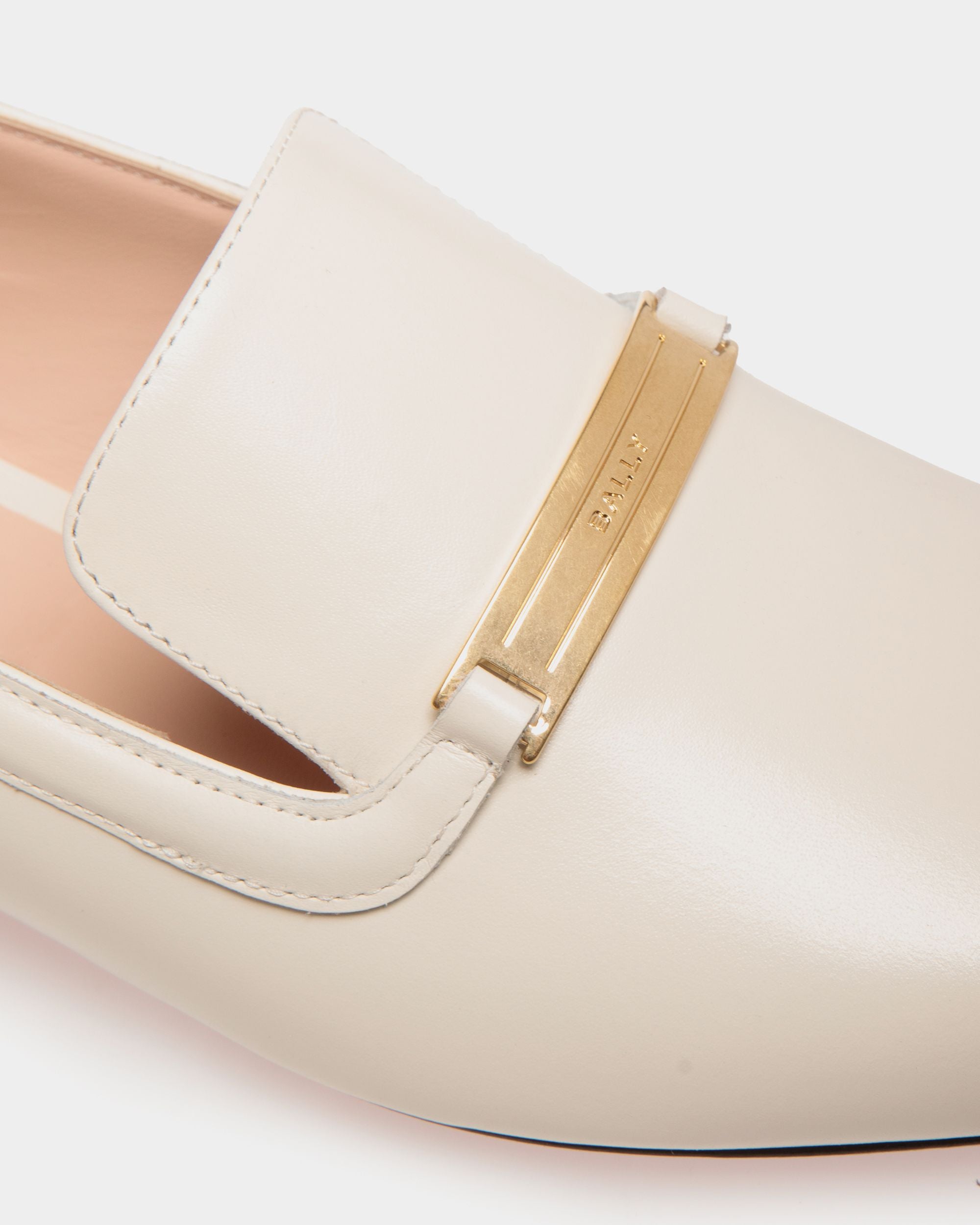 Deco Slipper in White Leather - Women's - Bally - 05