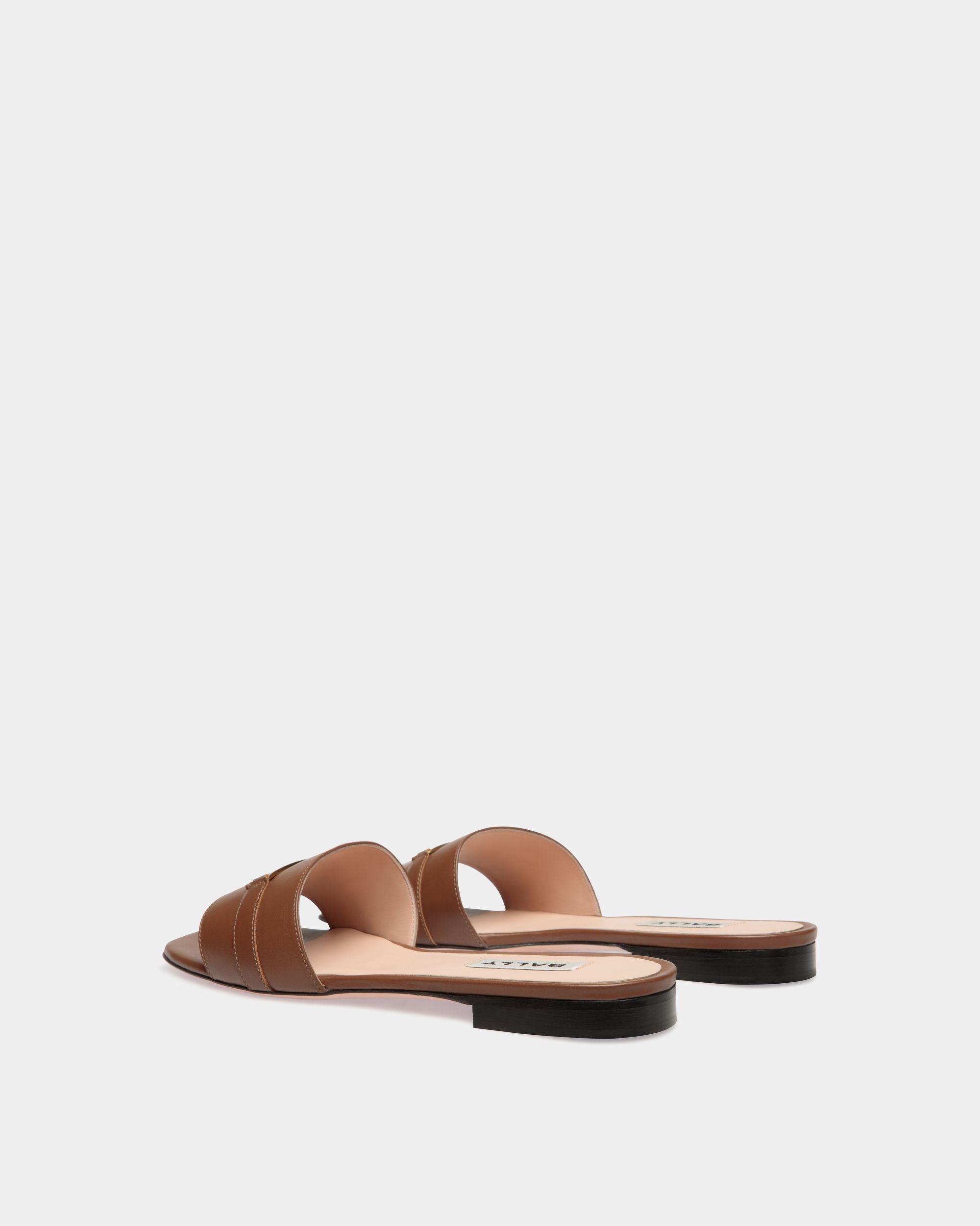 Deco Flat Sandal in Brown Leather - Women's - Bally - 03