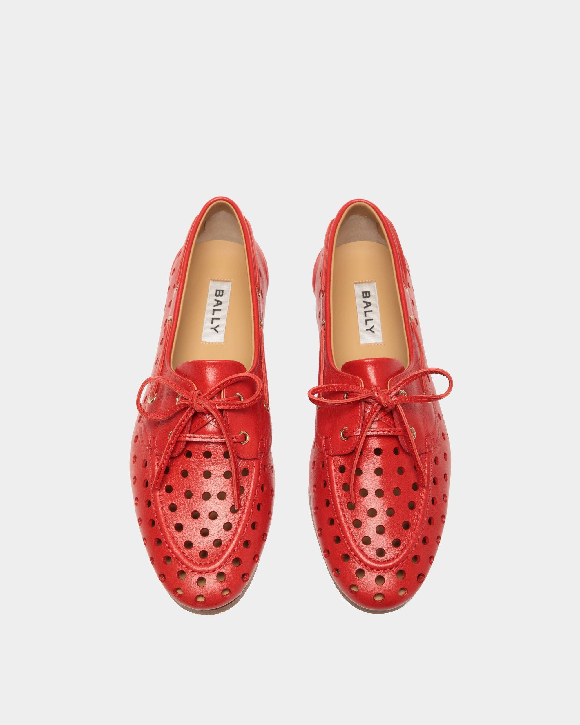 Plume Moccasin in Red Leather - Women's - Bally - 05