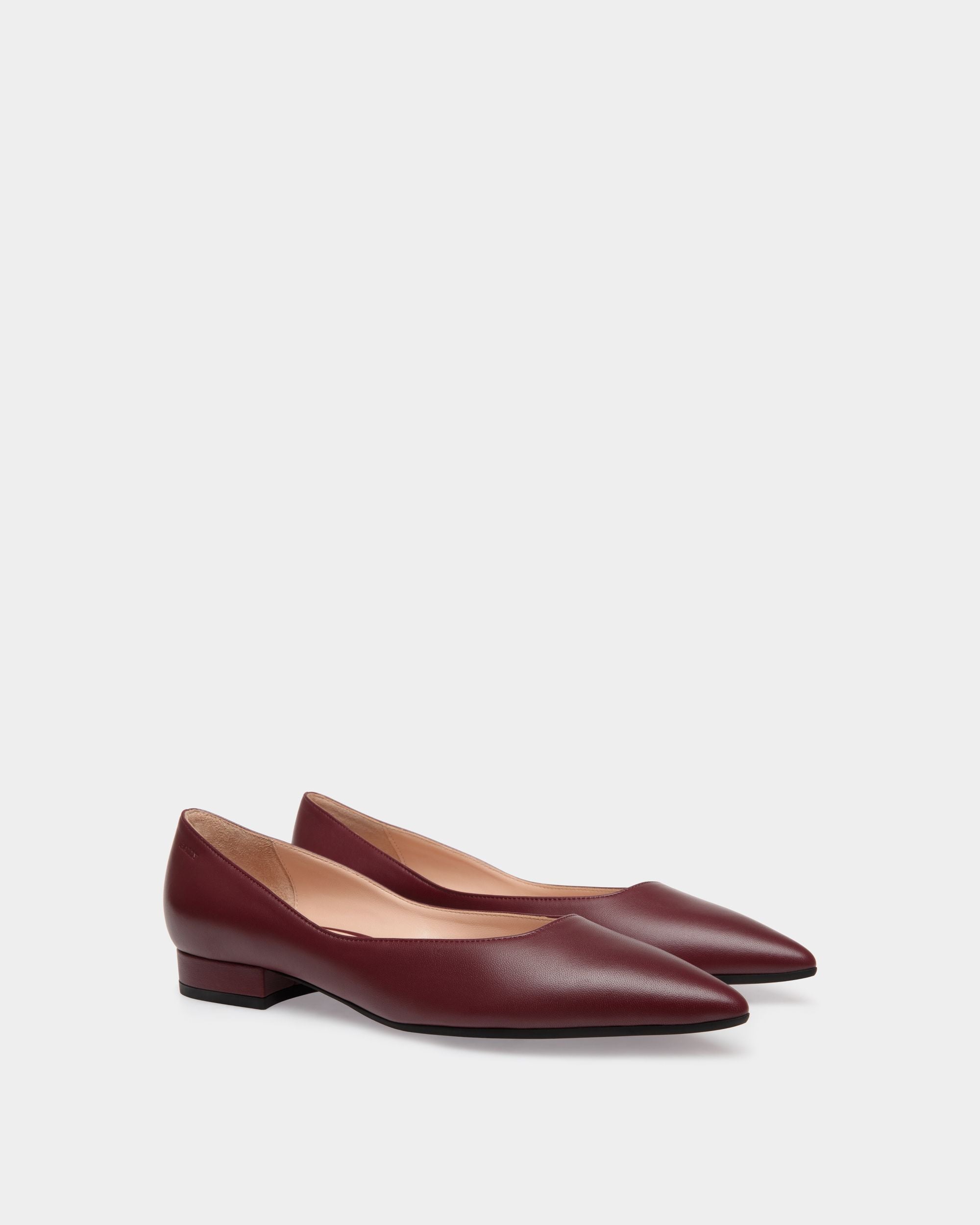 Flats In Red Leather - Women's - Bally - 02
