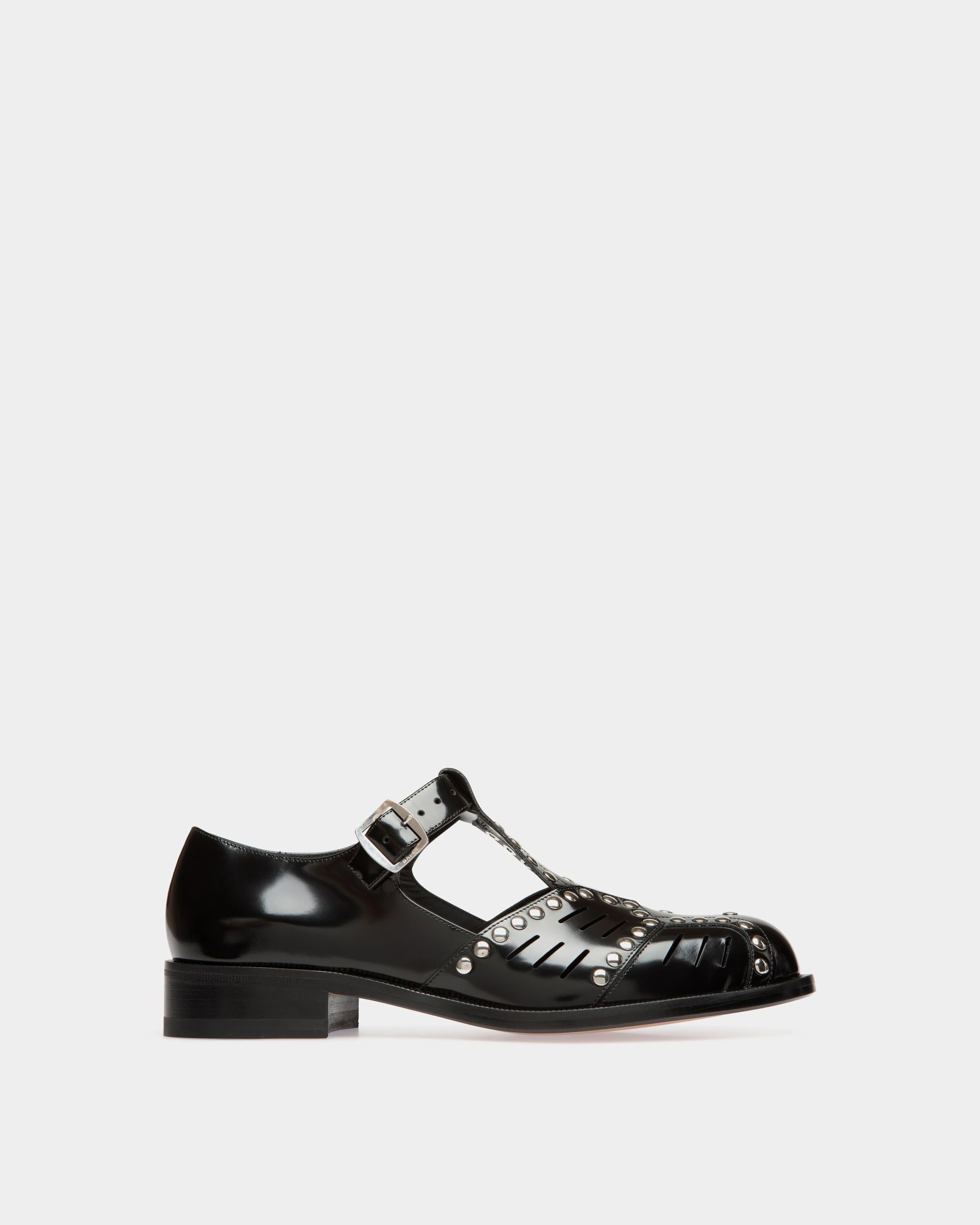 Sandalia Plana Spiegel De Piel Negra - Mujer - Bally - 01