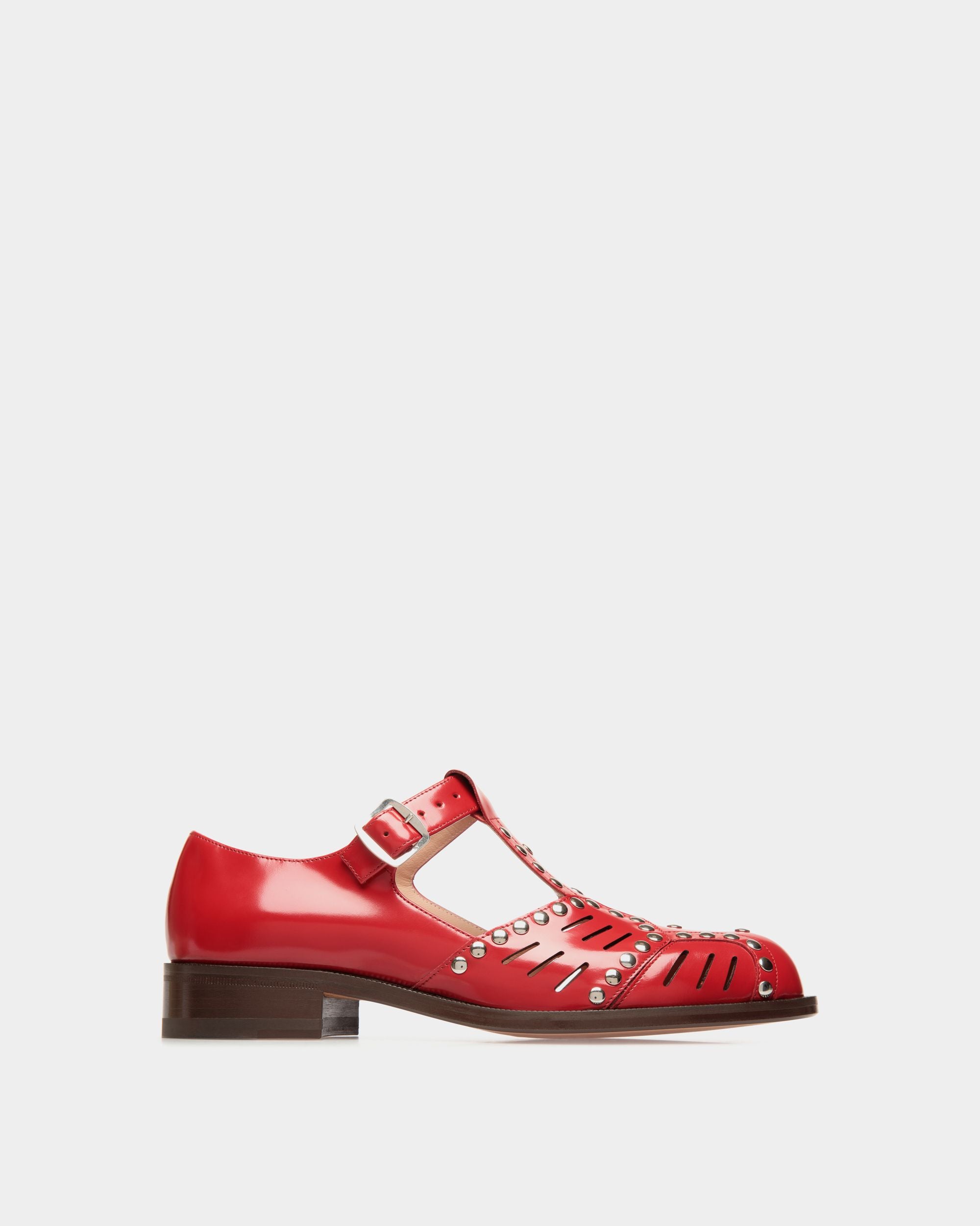 Sandalia Plana Spiegel De Piel Roja - Mujer - Bally - 01