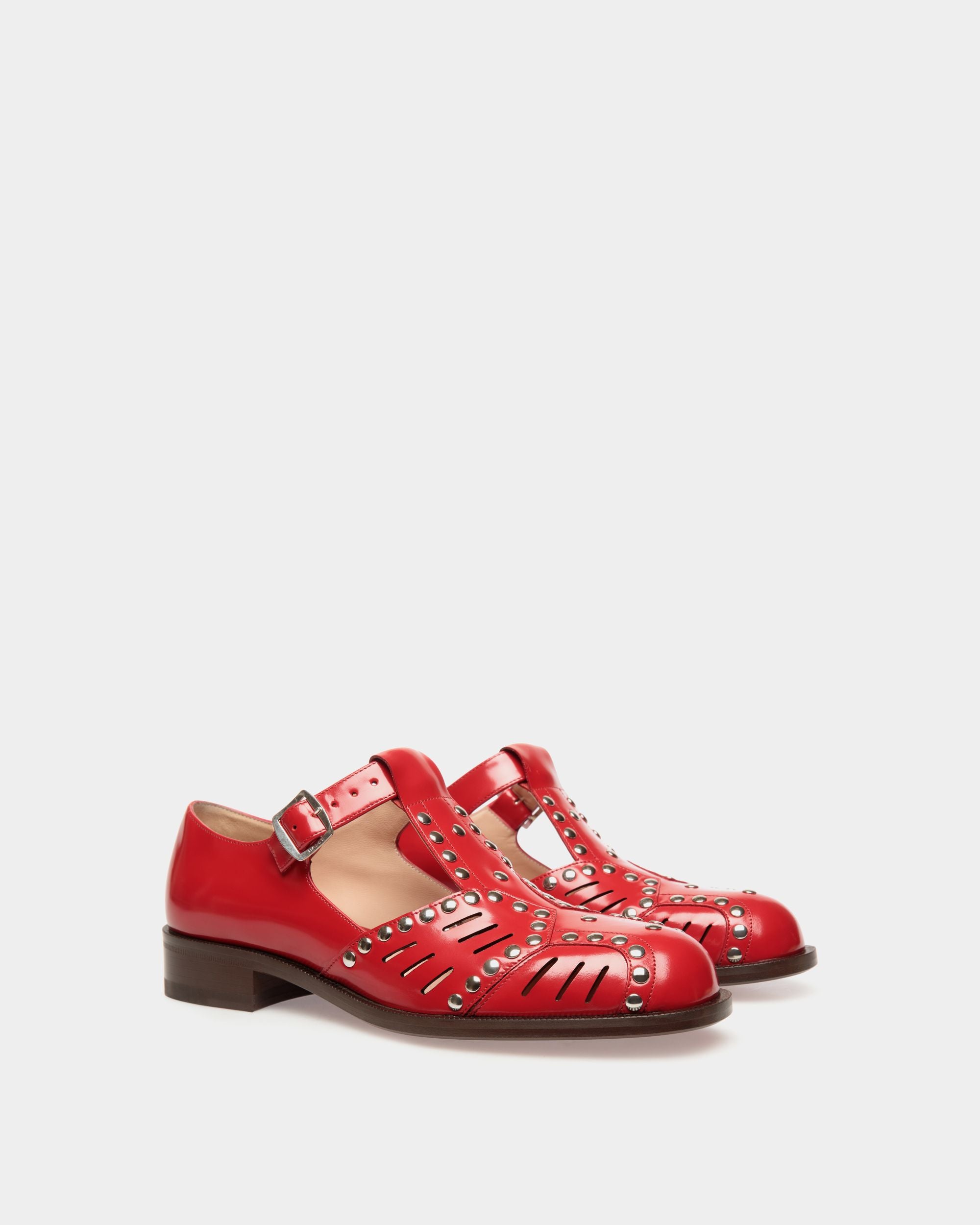 Sandalia Plana Spiegel De Piel Roja - Mujer - Bally - 02