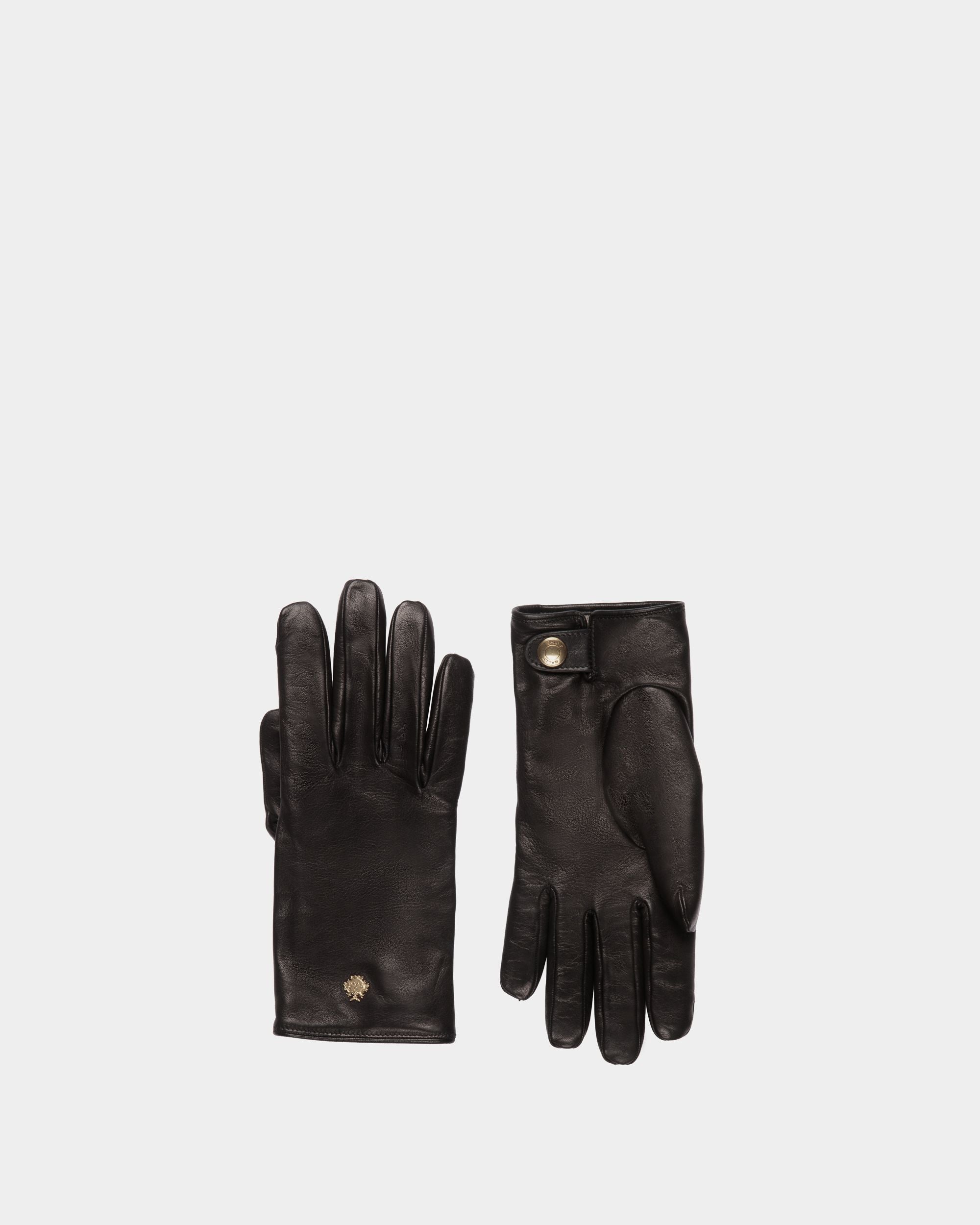 Gloves With a Bally Crest Logo In Black Leather - Women's - Bally - 01