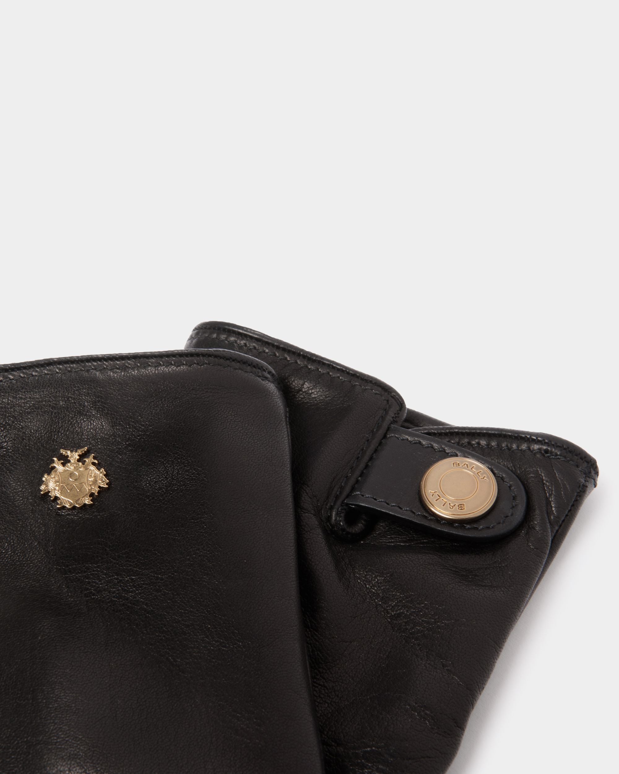 Gloves With a Bally Crest Logo In Black Leather - Women's - Bally - 02