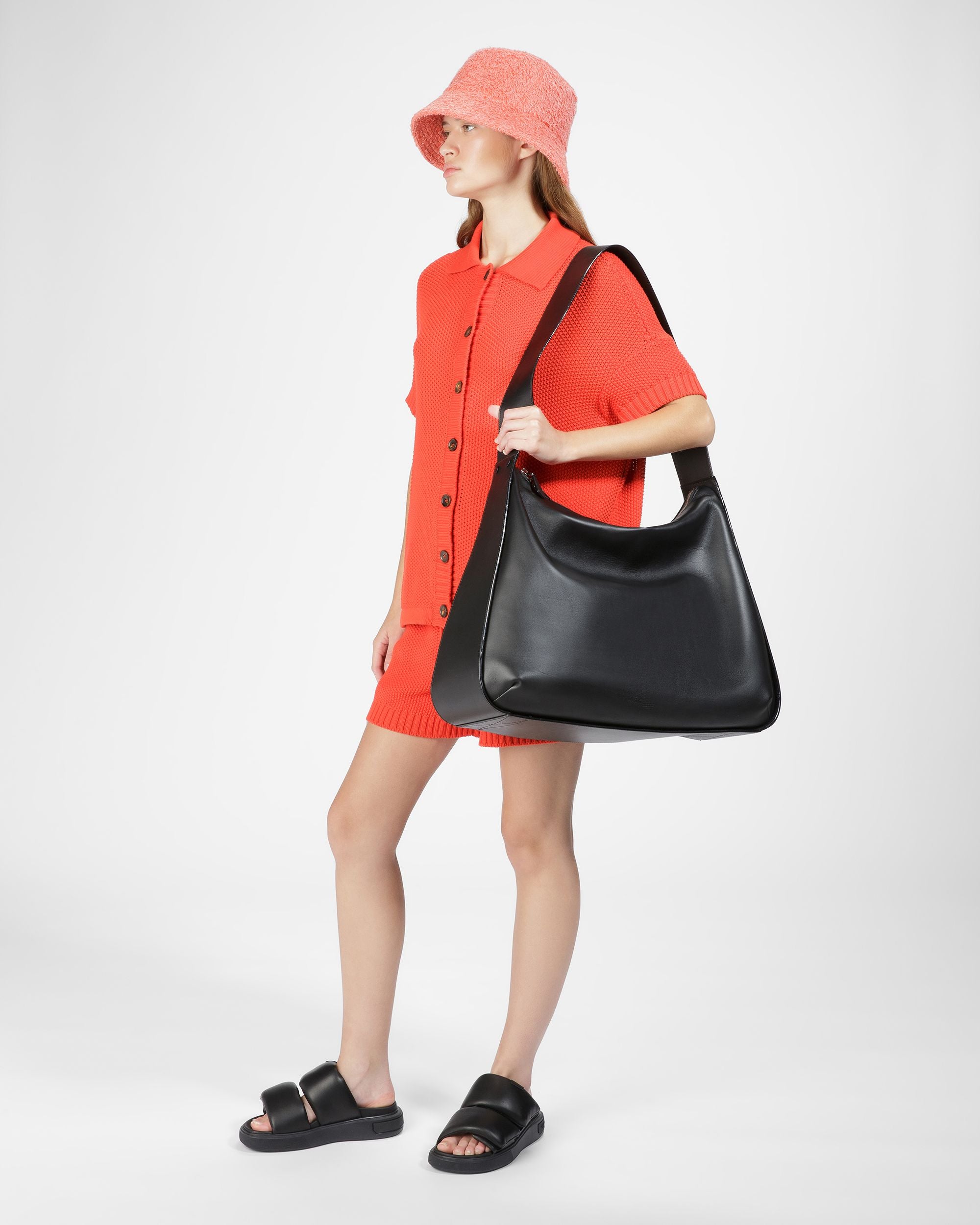 Mixed Wool Bucket Hat In Orange - Women's - Bally - 05