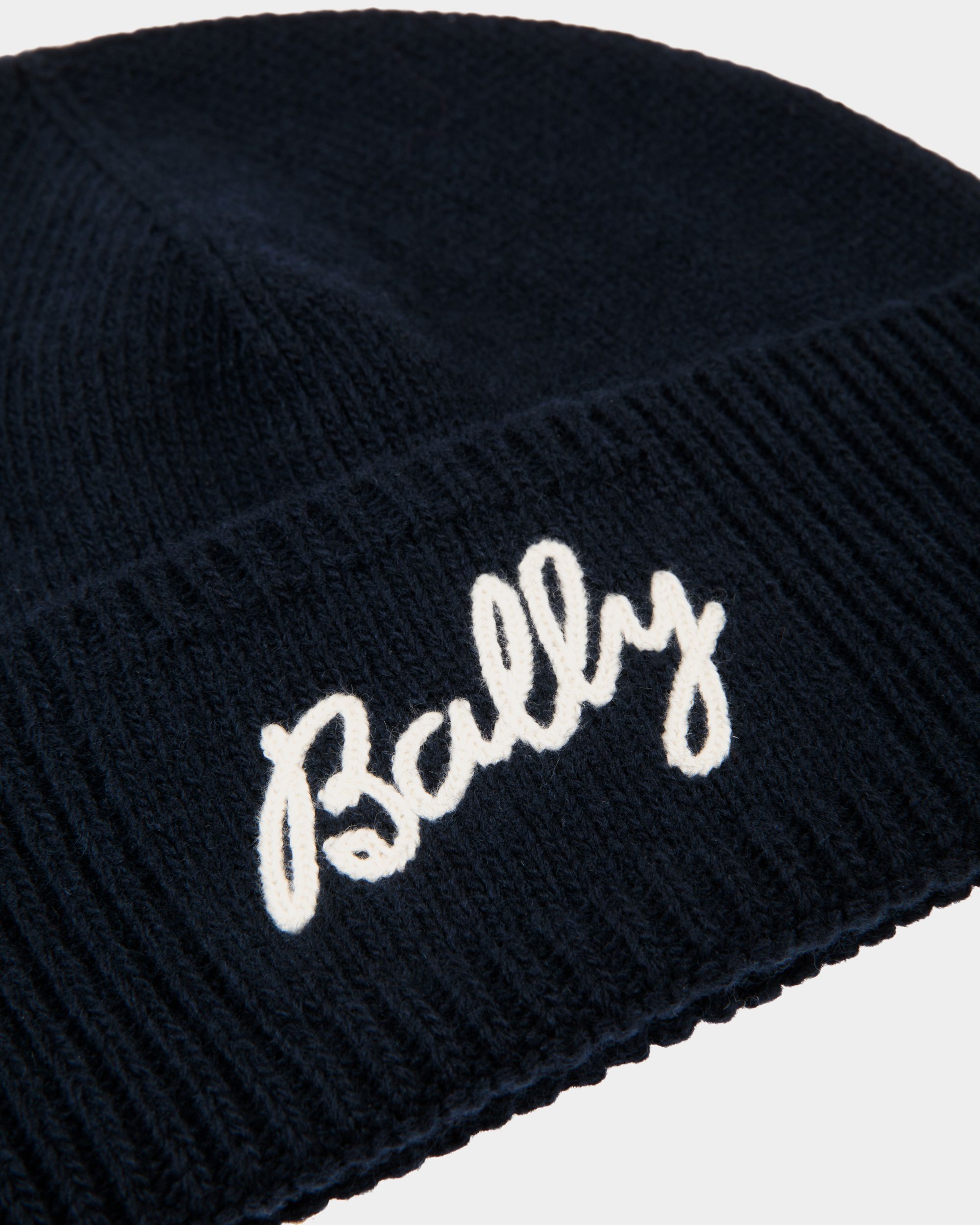 Gorro Con Logotipo De Lana Navy Blue - Mujer - Bally - 04