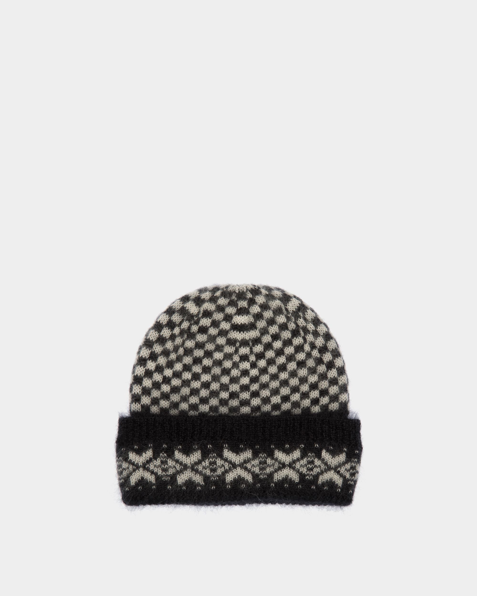 Beanie In Black And White Mohair And Silk - Women's - Bally - 01