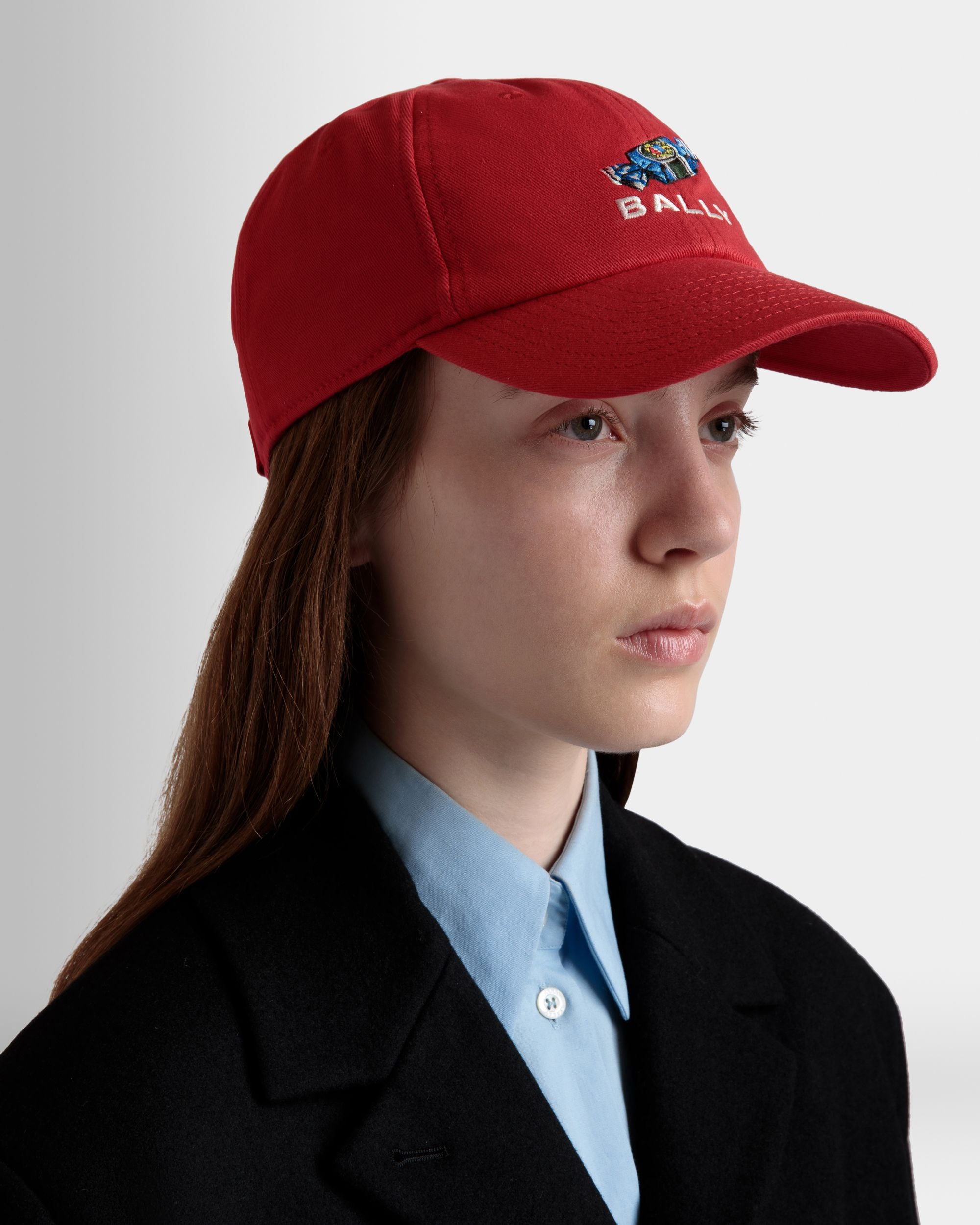 Baseball Hat With Choco-Candy Detail In Red Cotton - Women's - Bally - 02