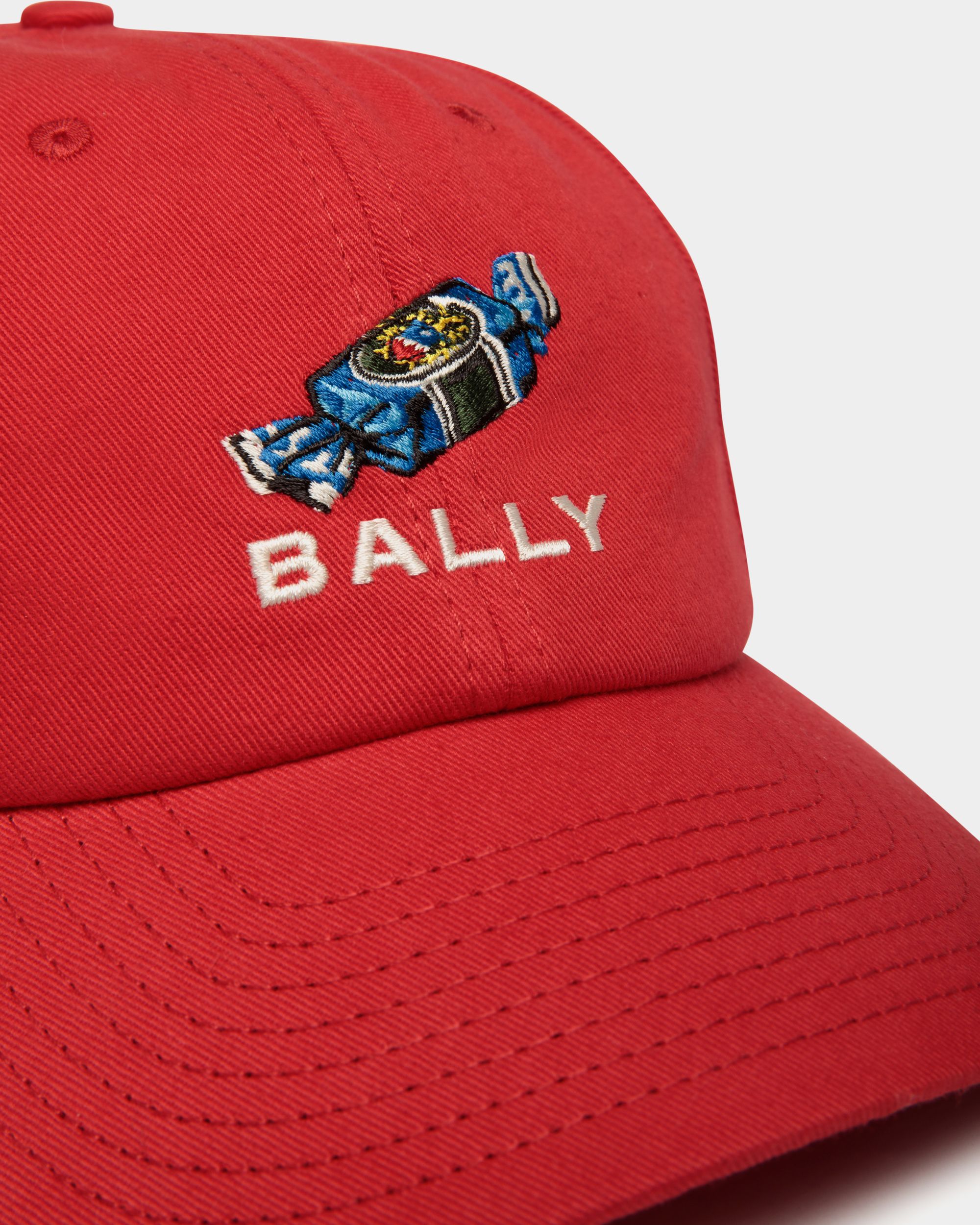 Baseball Hat With Choco-Candy Detail In Red Cotton - Women's - Bally - 04