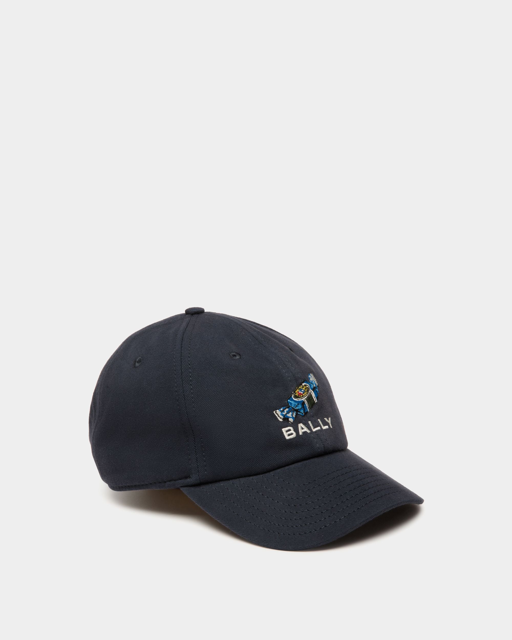 Baseball Hat With Choco-Candy Detail In Navy Blue Cotton - Women's - Bally - 01