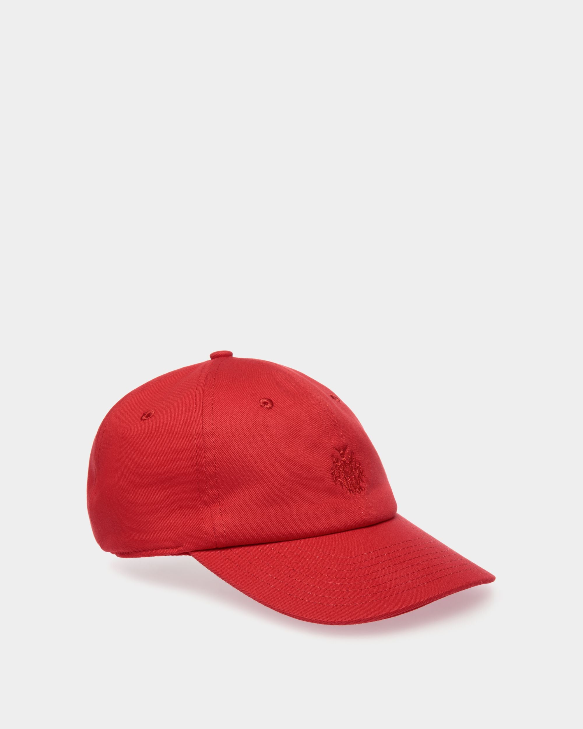 Baseball Hat in Red Cotton with a Bally Crest - Mujer - Bally - 01