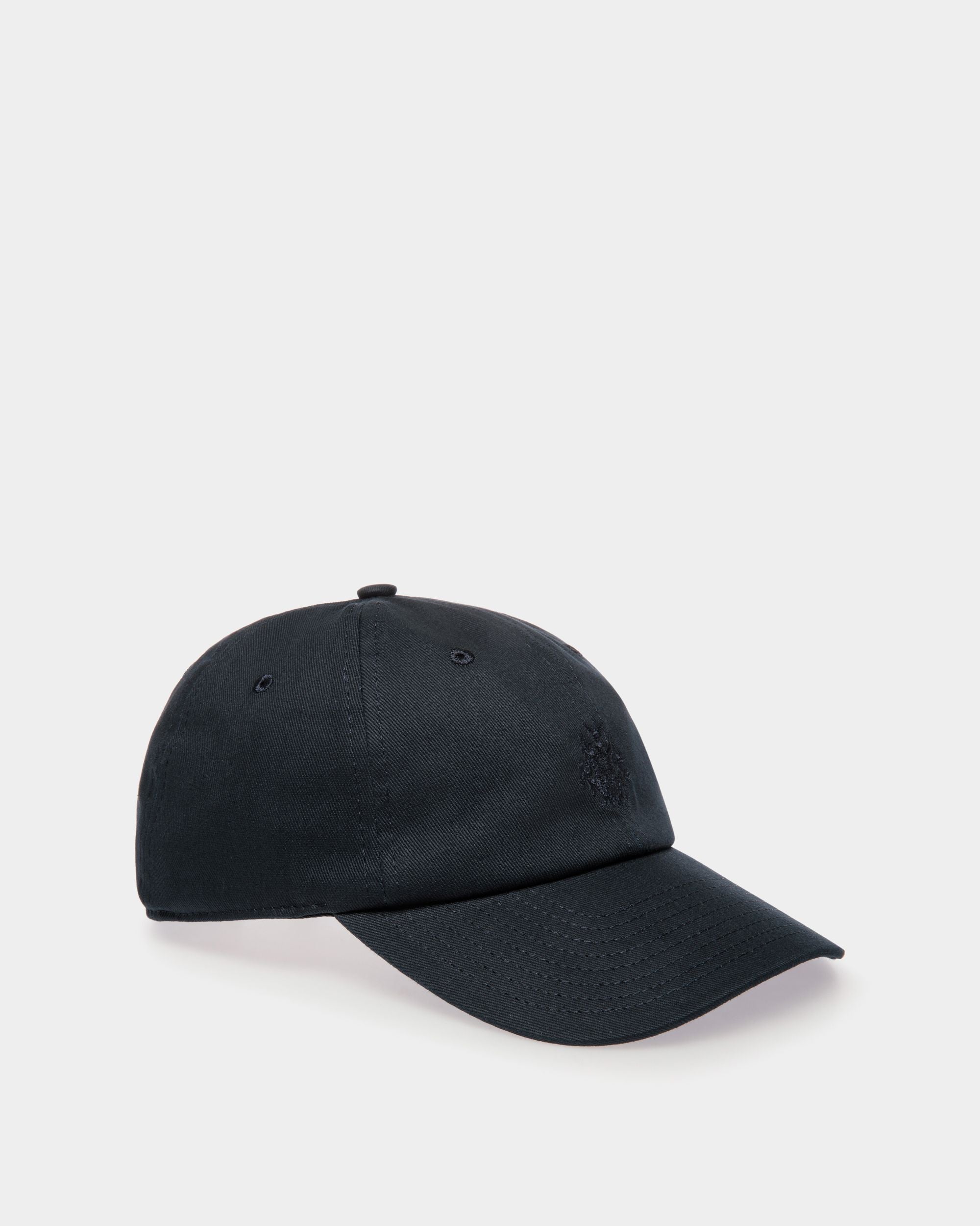 Baseball Hat in Navy Blue Cotton with a Bally Crest - Mujer - Bally - 01