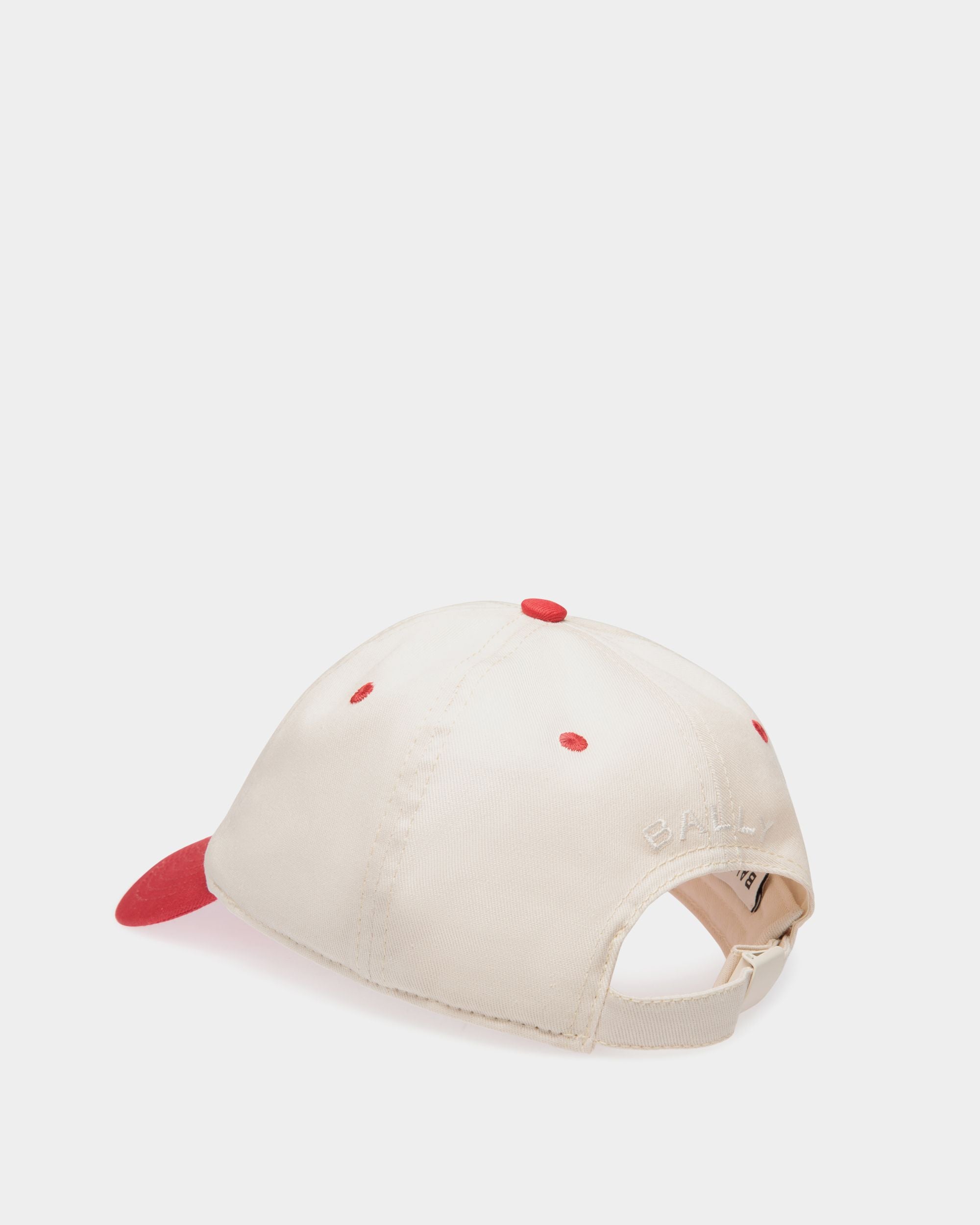 Gorra De Algodón Marfil Y Rojo Con Bordado Bally Cake - Mujer - Bally - 03