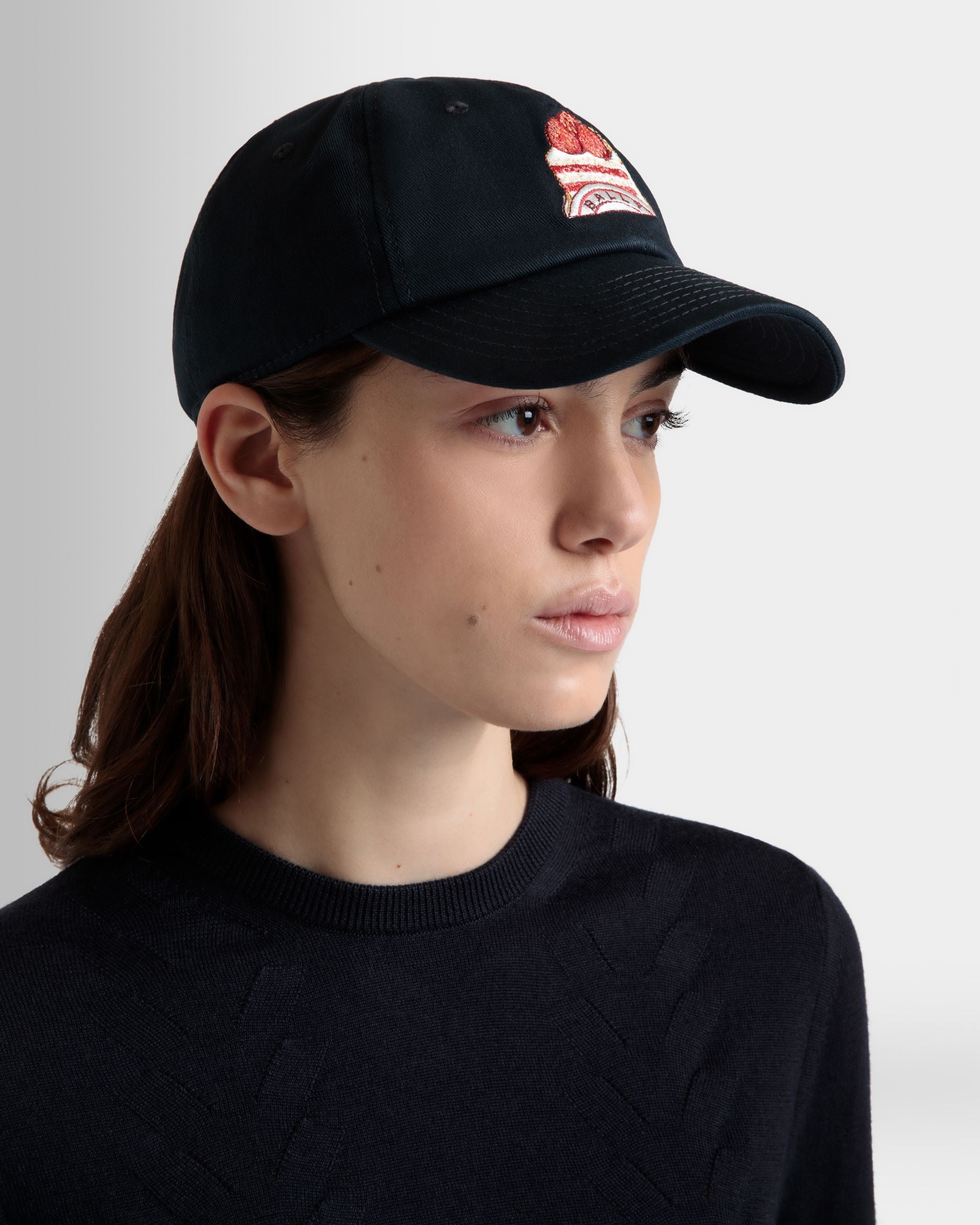 Gorra De Algodón Navy Blue Con Bally Cake - Mujer - Bally - 02
