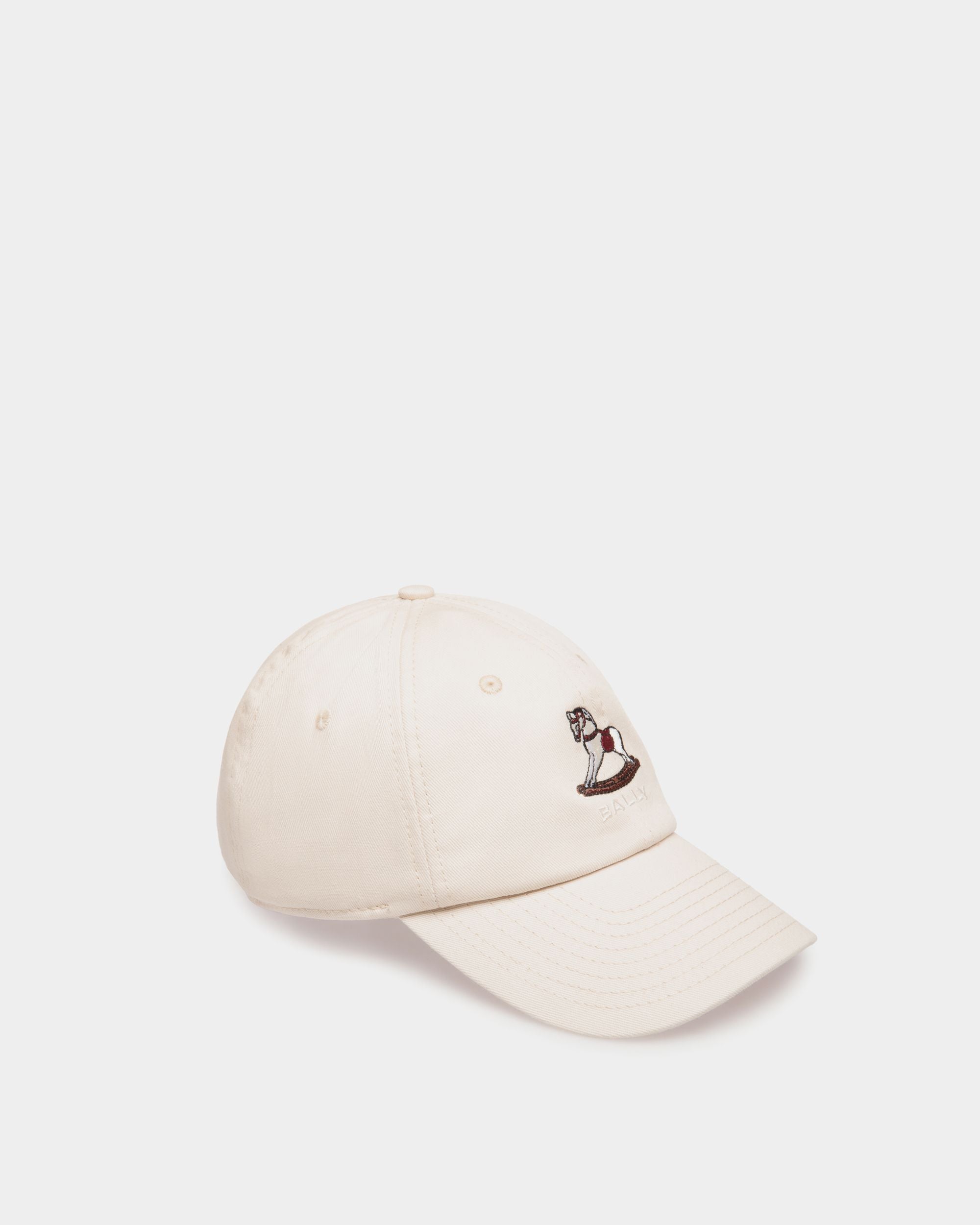 Baseball Hat with a Beni Bischof Rocking Horse in Ivory Cotton - Women's - Bally - 01