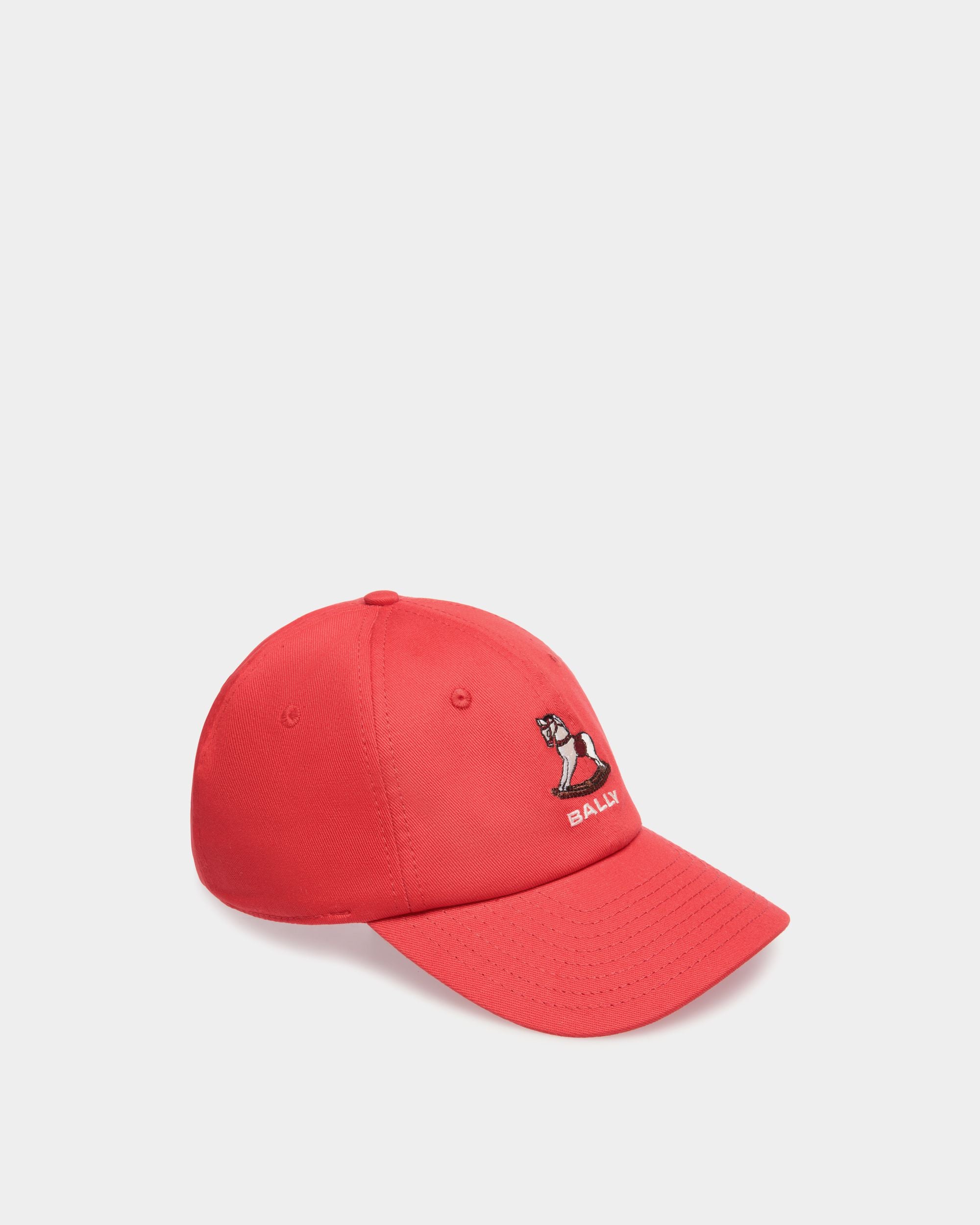 Baseball Hat with a Beni Bischof Rocking Horse in Red Cotton - Women's - Bally - 01