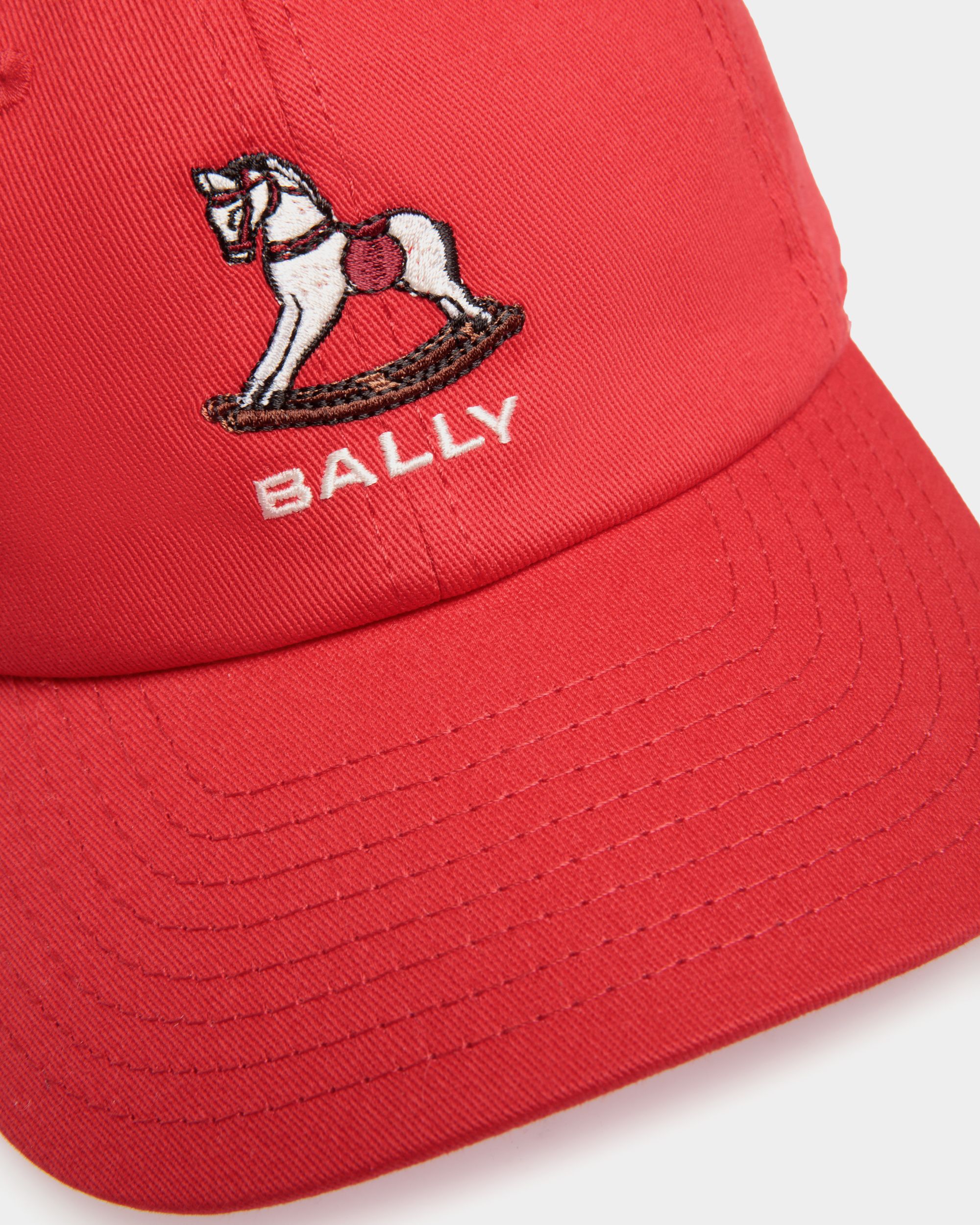 Baseball Hat with a Beni Bischof Rocking Horse in Red Cotton - Women's - Bally - 04