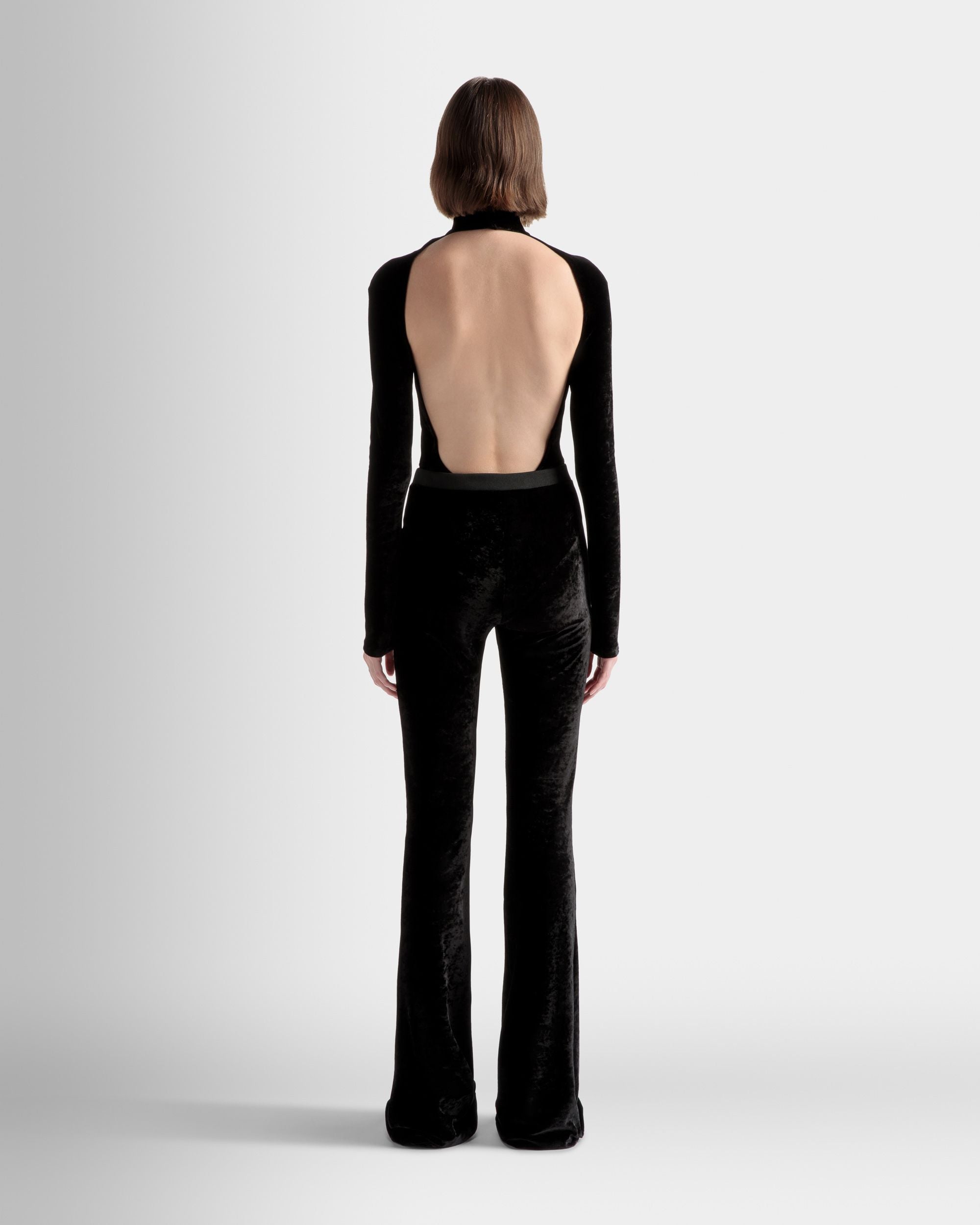 High Neck Bodysuit In Black Velvet - Women's - Bally - 05