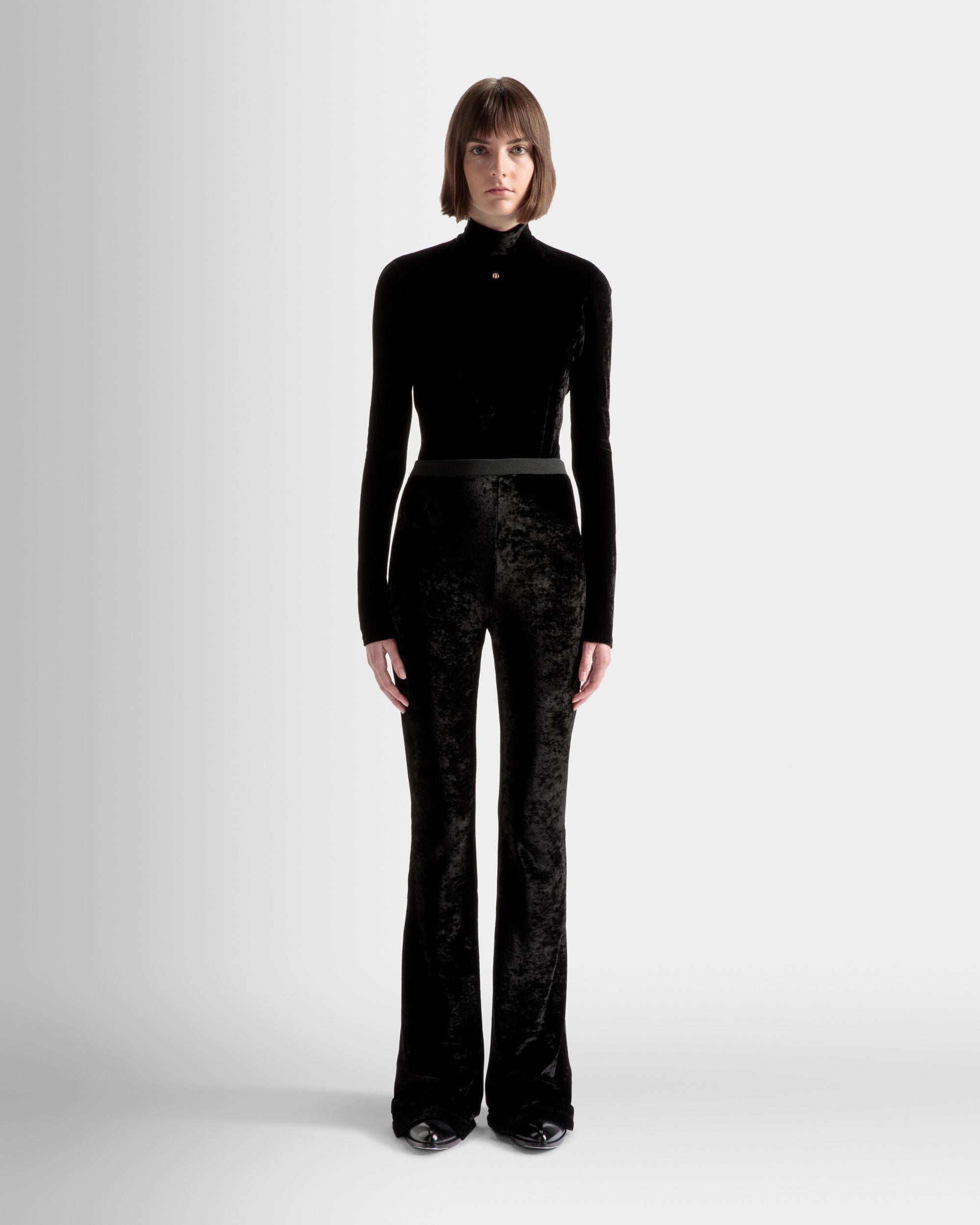 Pantalones Acampanados De Terciopelo Negro - Mujer - Bally - 02