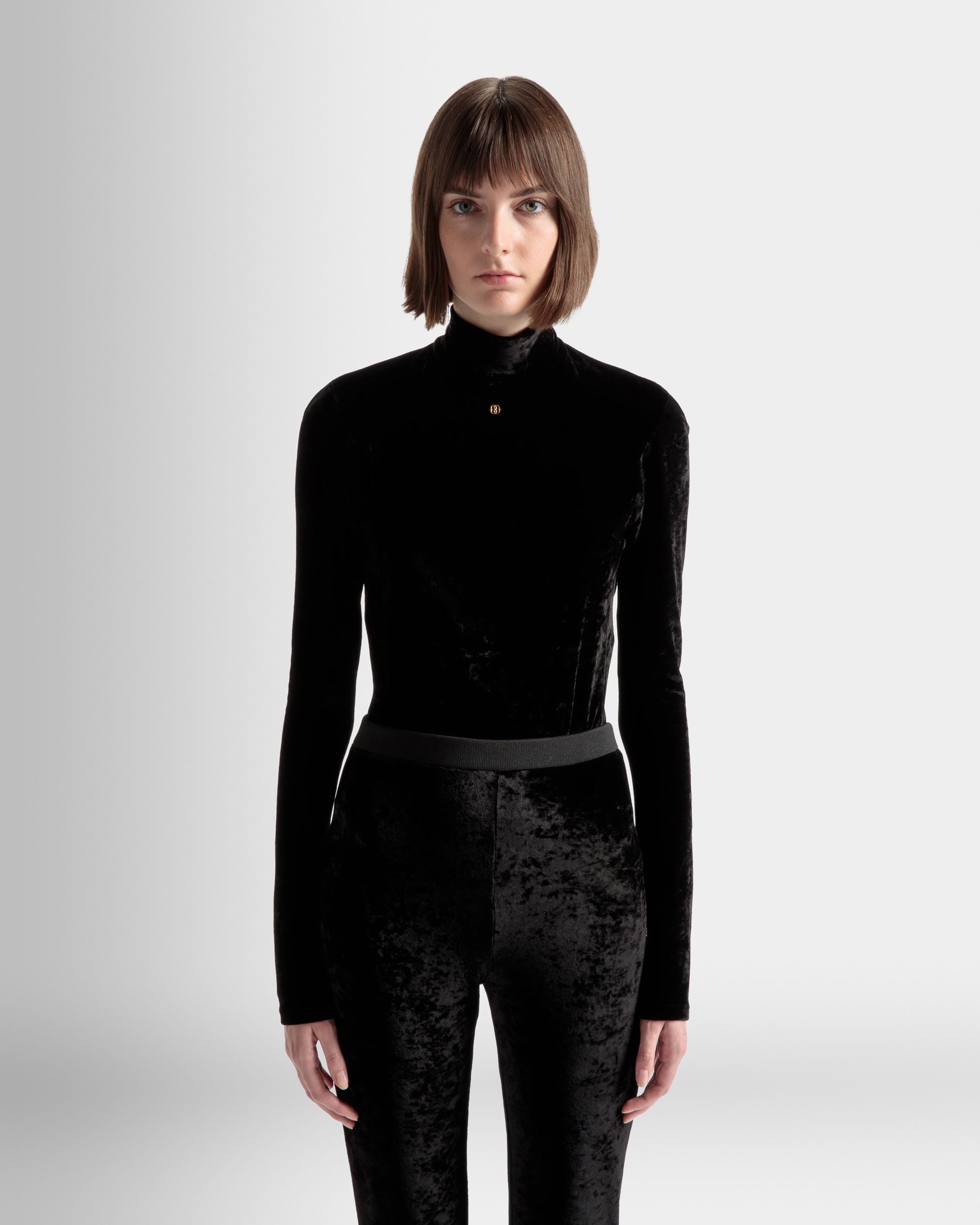Pantalones Acampanados De Terciopelo Negro - Mujer - Bally - 03