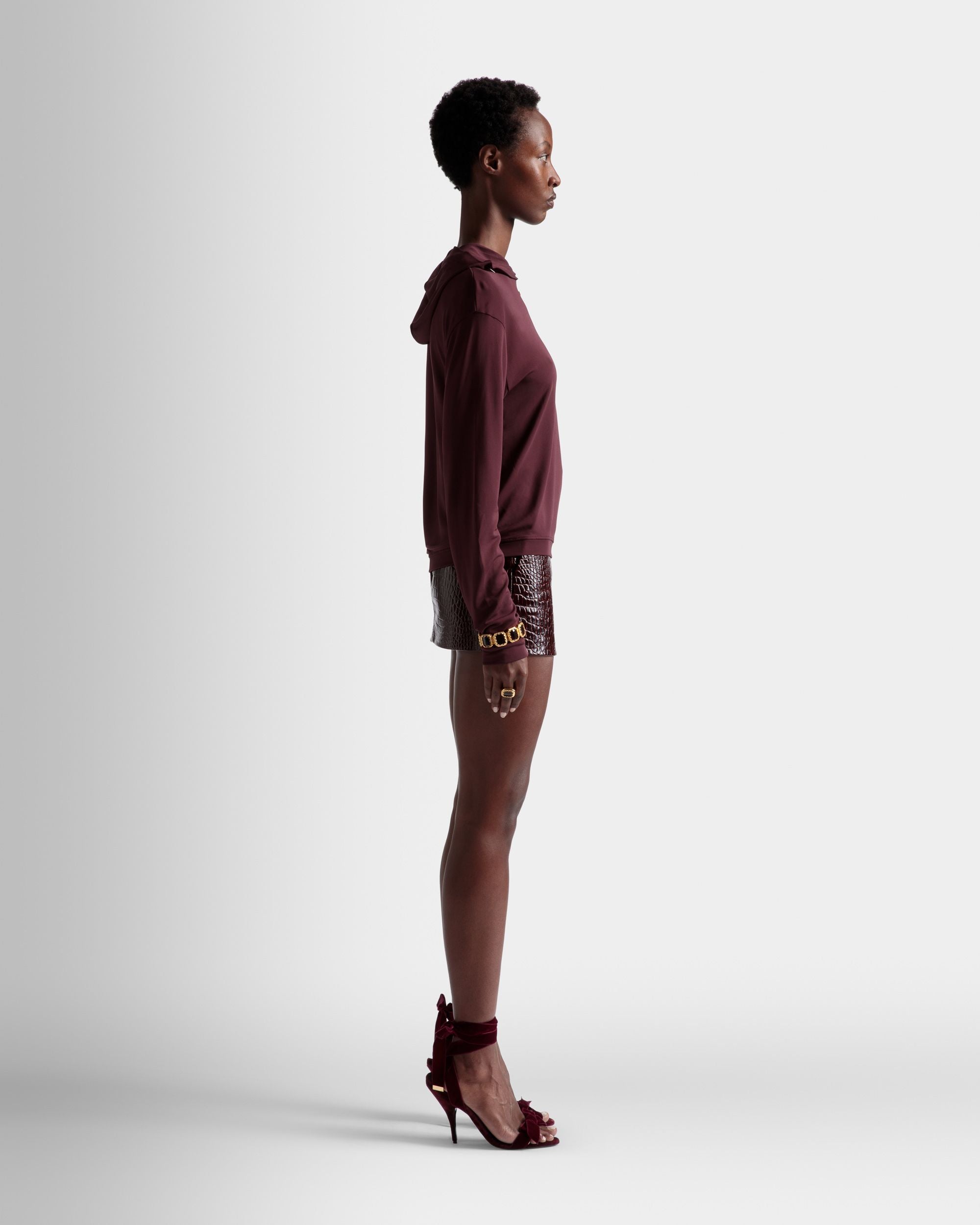 Hooded Sweatshirt In Burgundy Fabric - Women's - Bally - 05