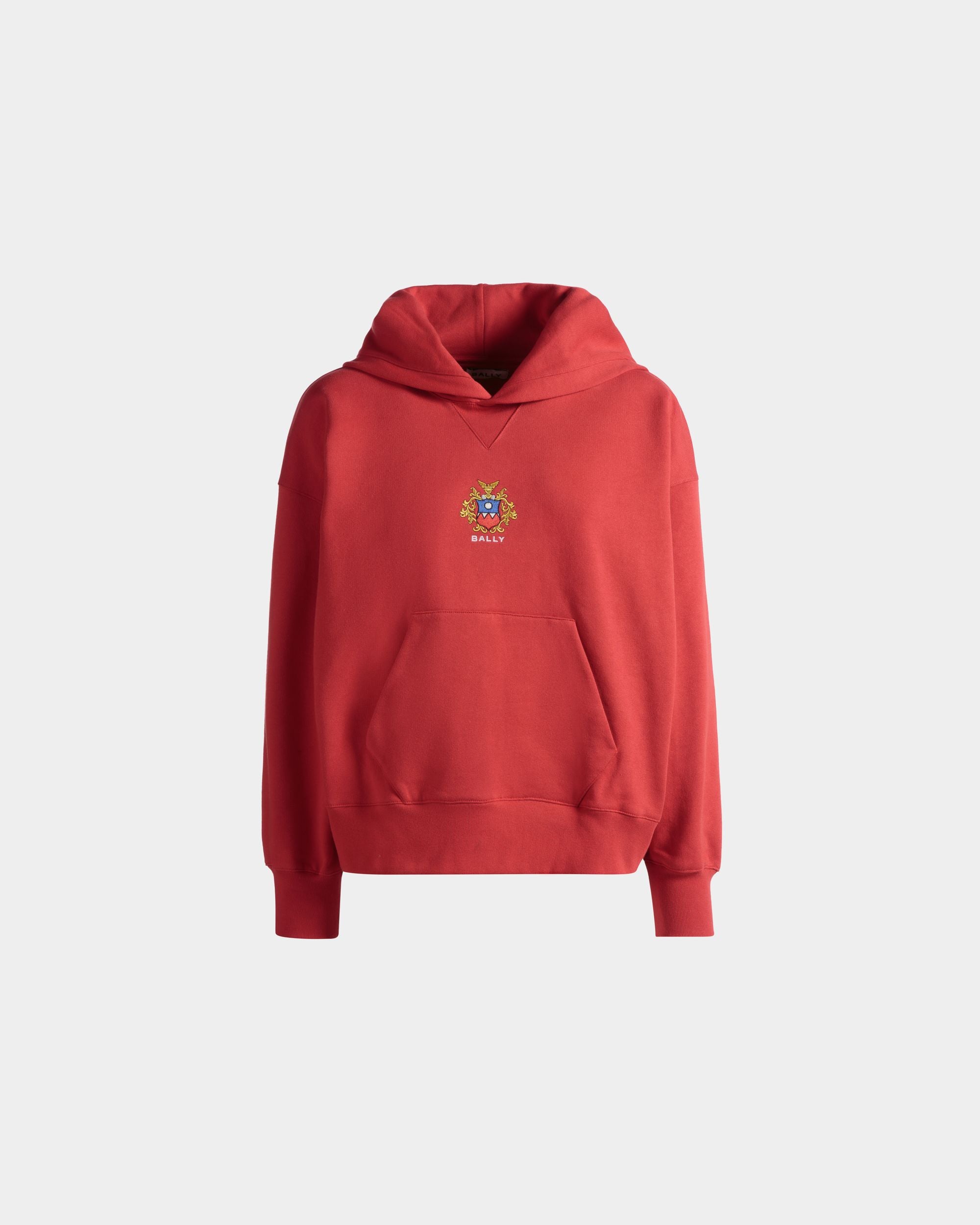 Hoodie With Bally Crest Logo In Candy Red Cotton - Women's - Bally - 01