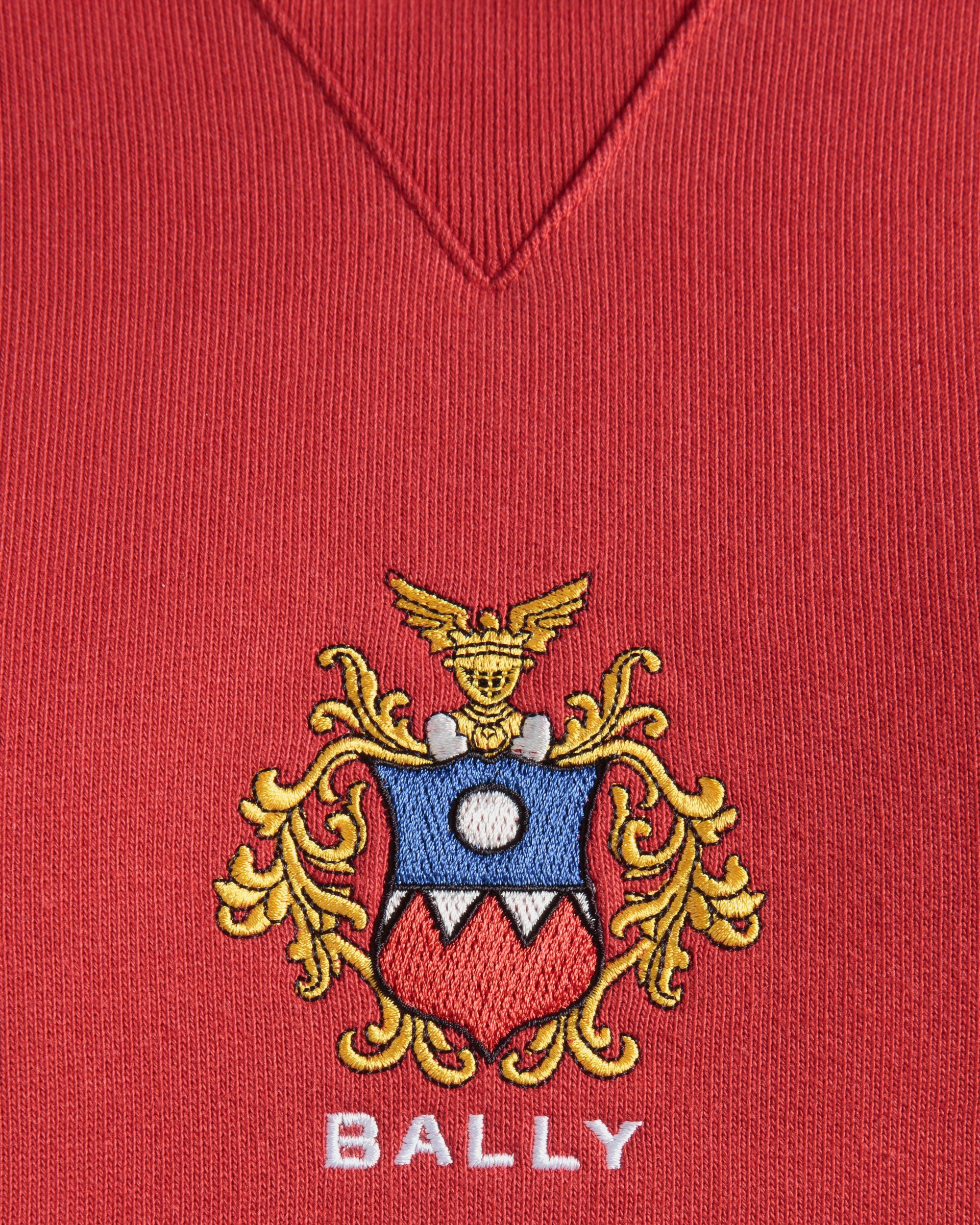 Hoodie With Bally Crest Logo In Candy Red Cotton - Women's - Bally - 05