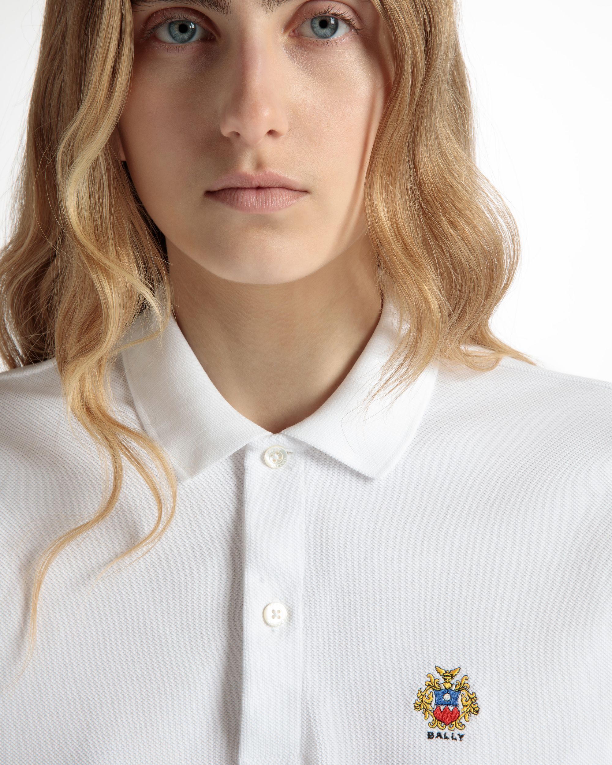 Polo De Manga Corta De Algodón En Color Blanco - Mujer - Bally - 04
