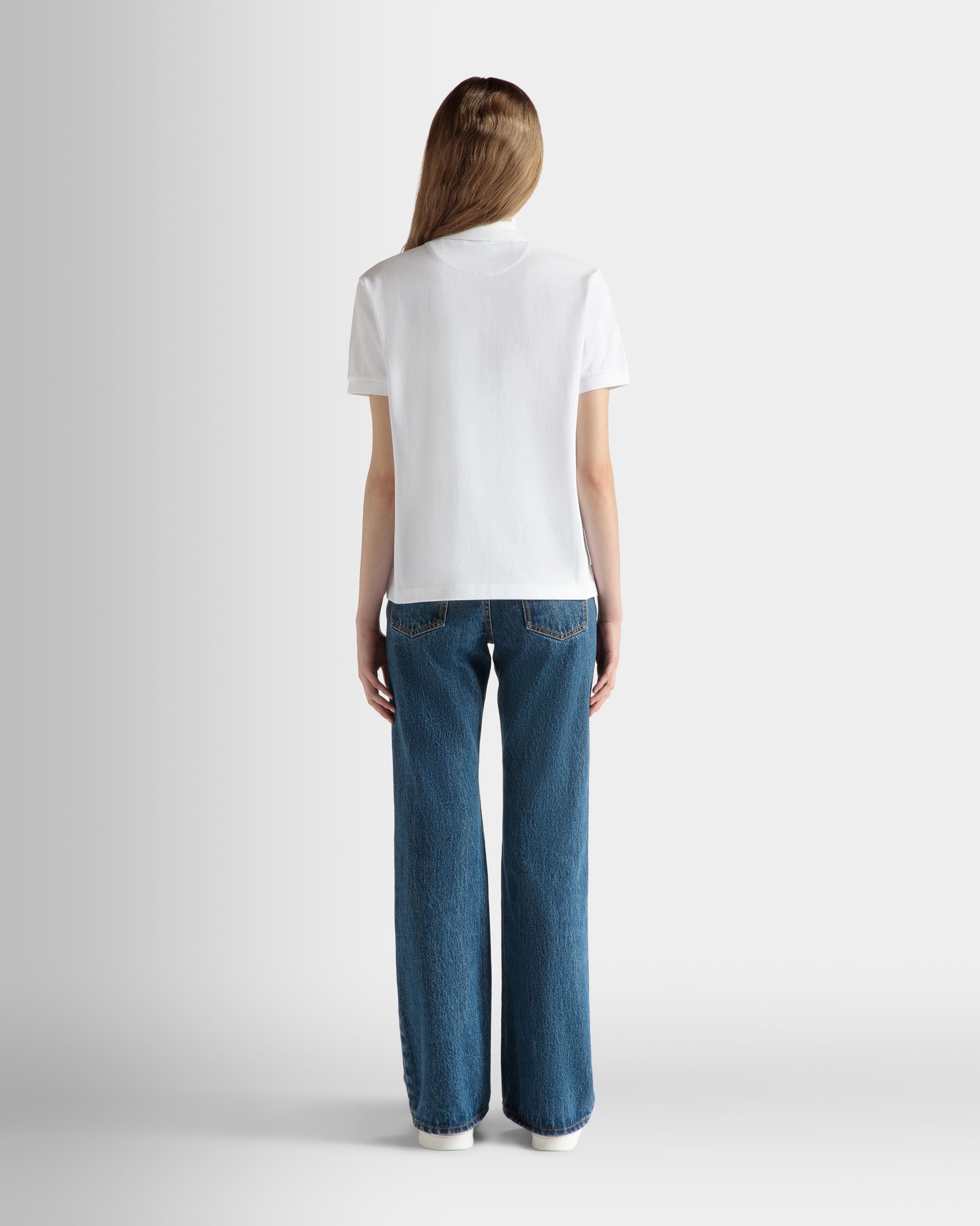 Polo De Manga Corta De Algodón En Color Blanco - Mujer - Bally - 06