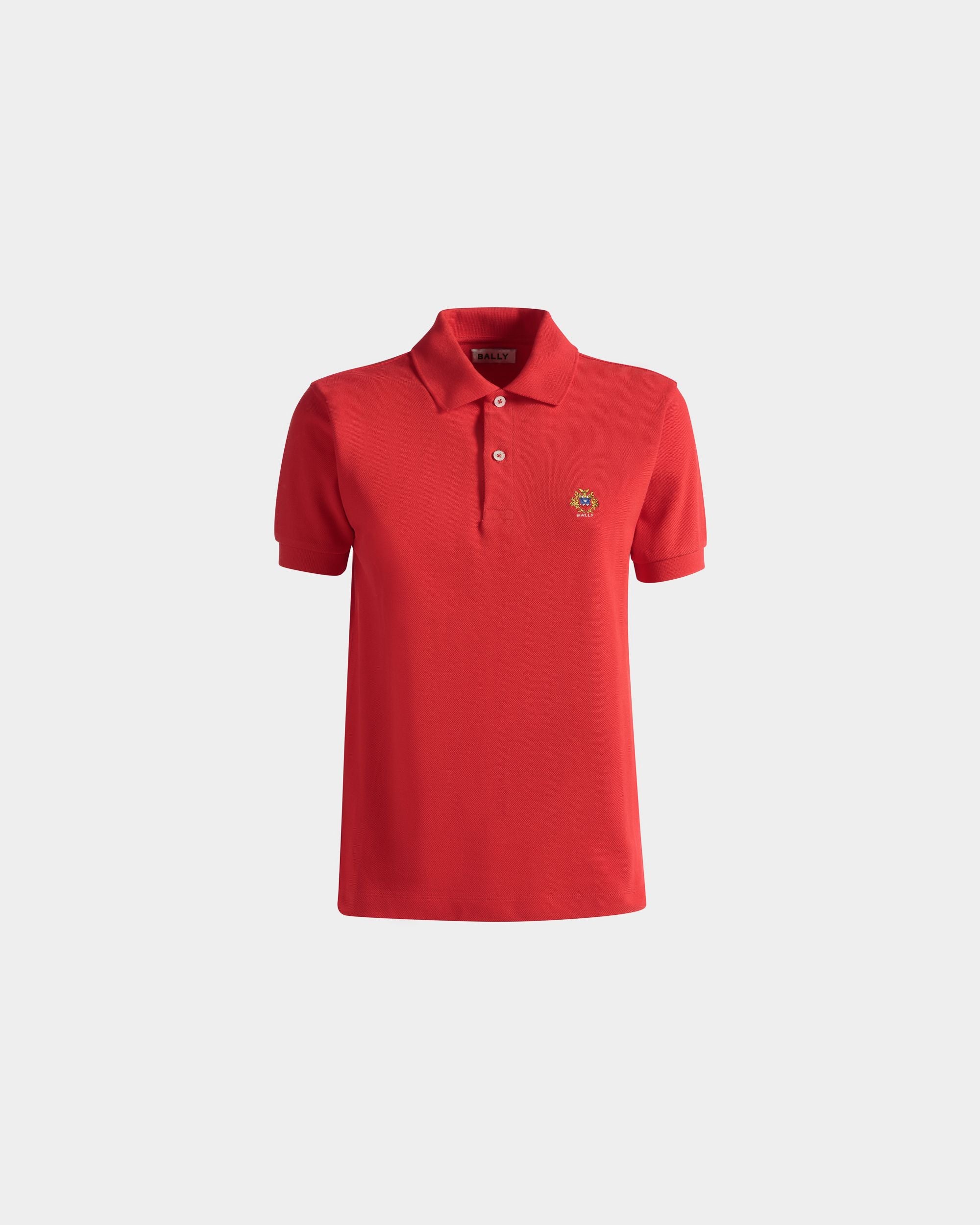 Polo De Manga Corta De Algodón Rojo - Mujer - Bally - 01