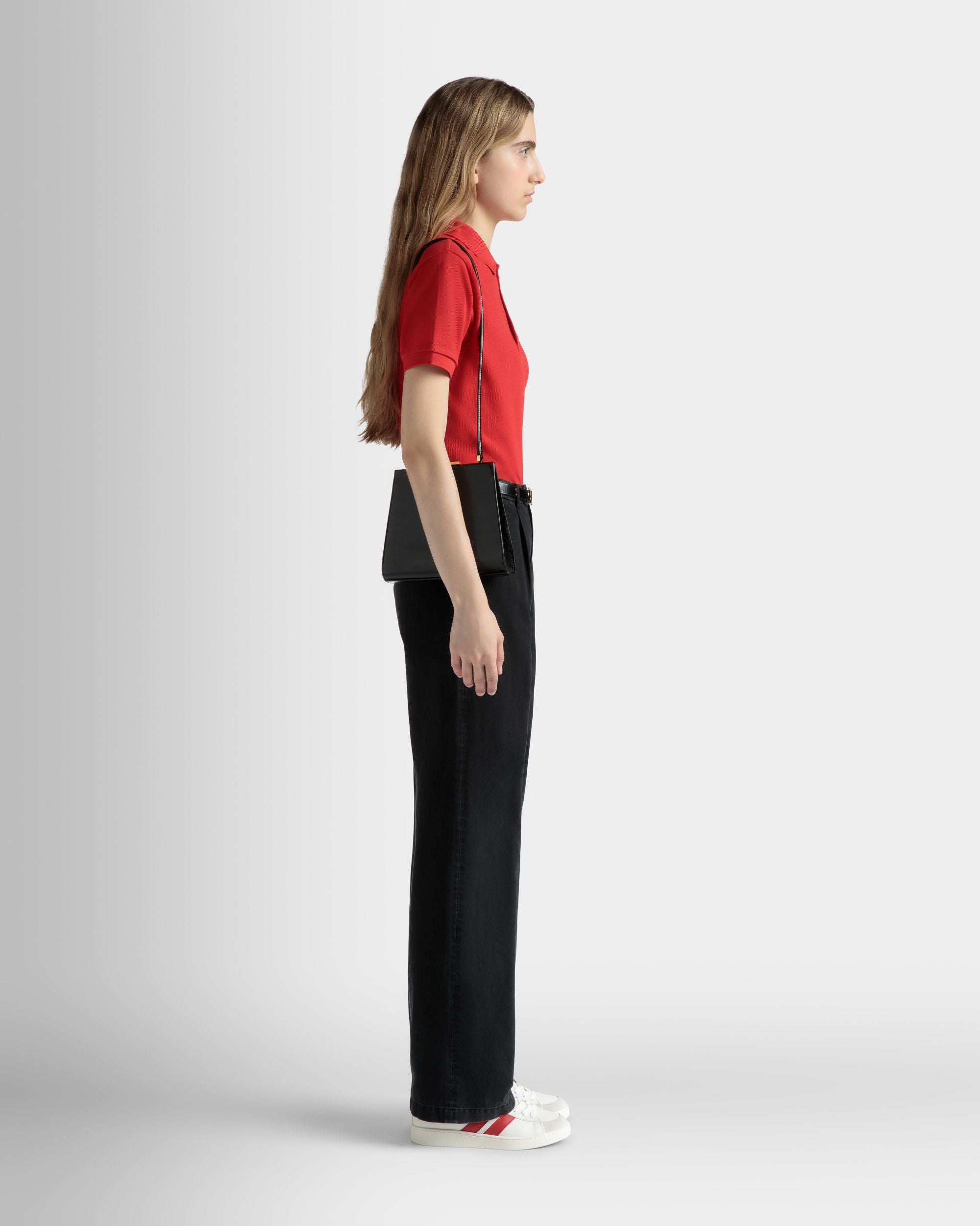 Polo De Manga Corta De Algodón Rojo - Mujer - Bally - 05