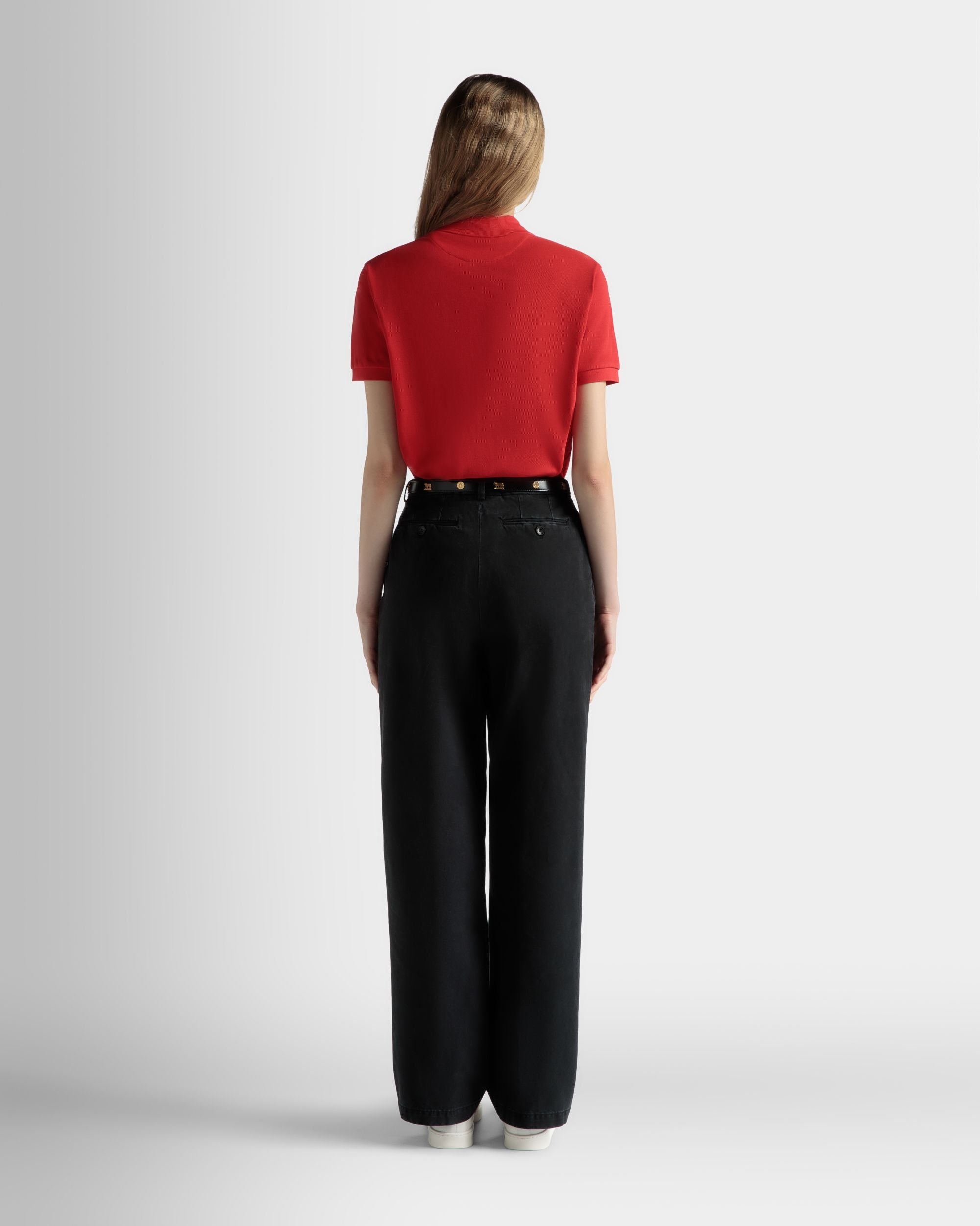 Polo De Manga Corta De Algodón Rojo - Mujer - Bally - 06