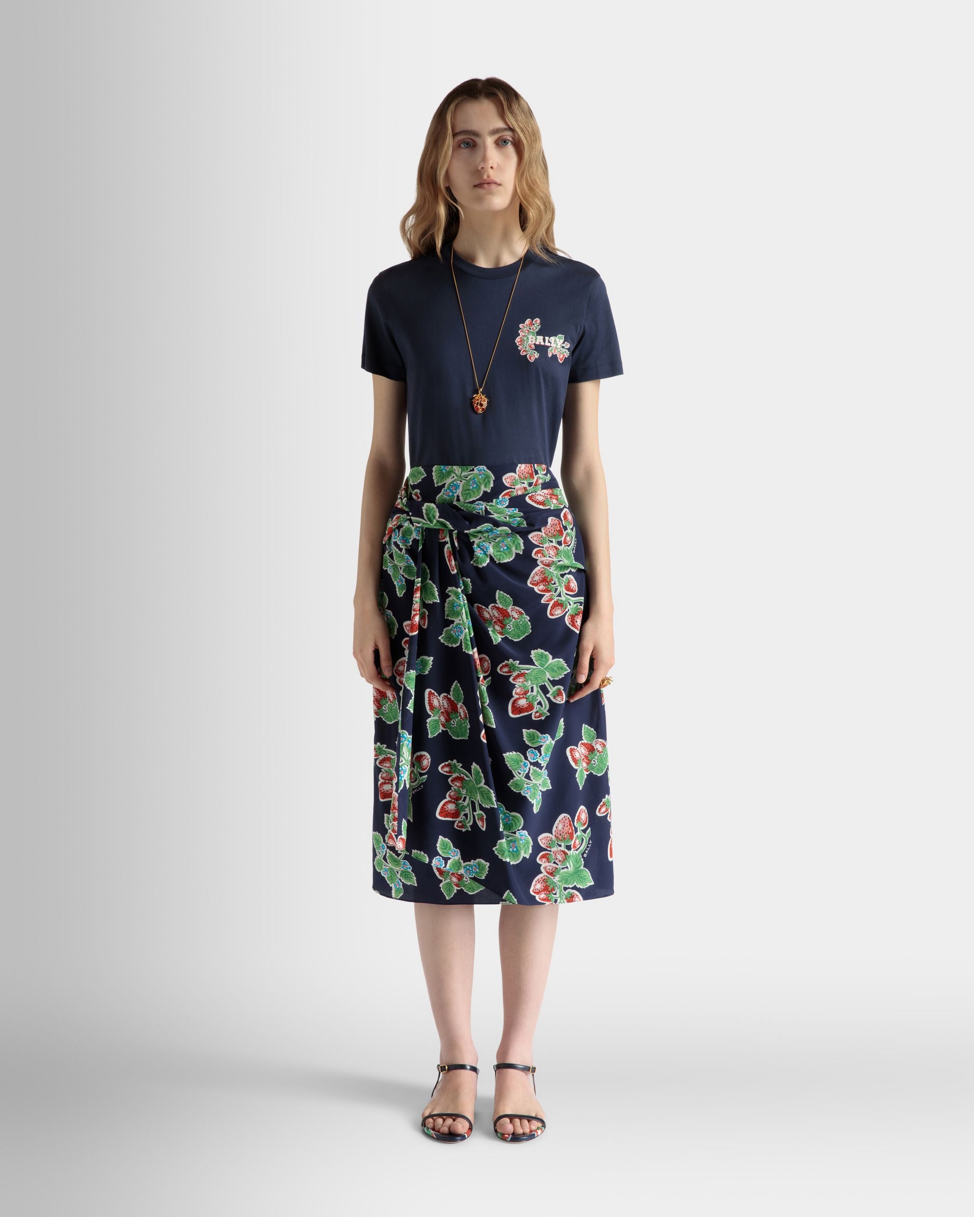 T-Shirt in Strawberry Print Cotton - Women's - Bally - 02
