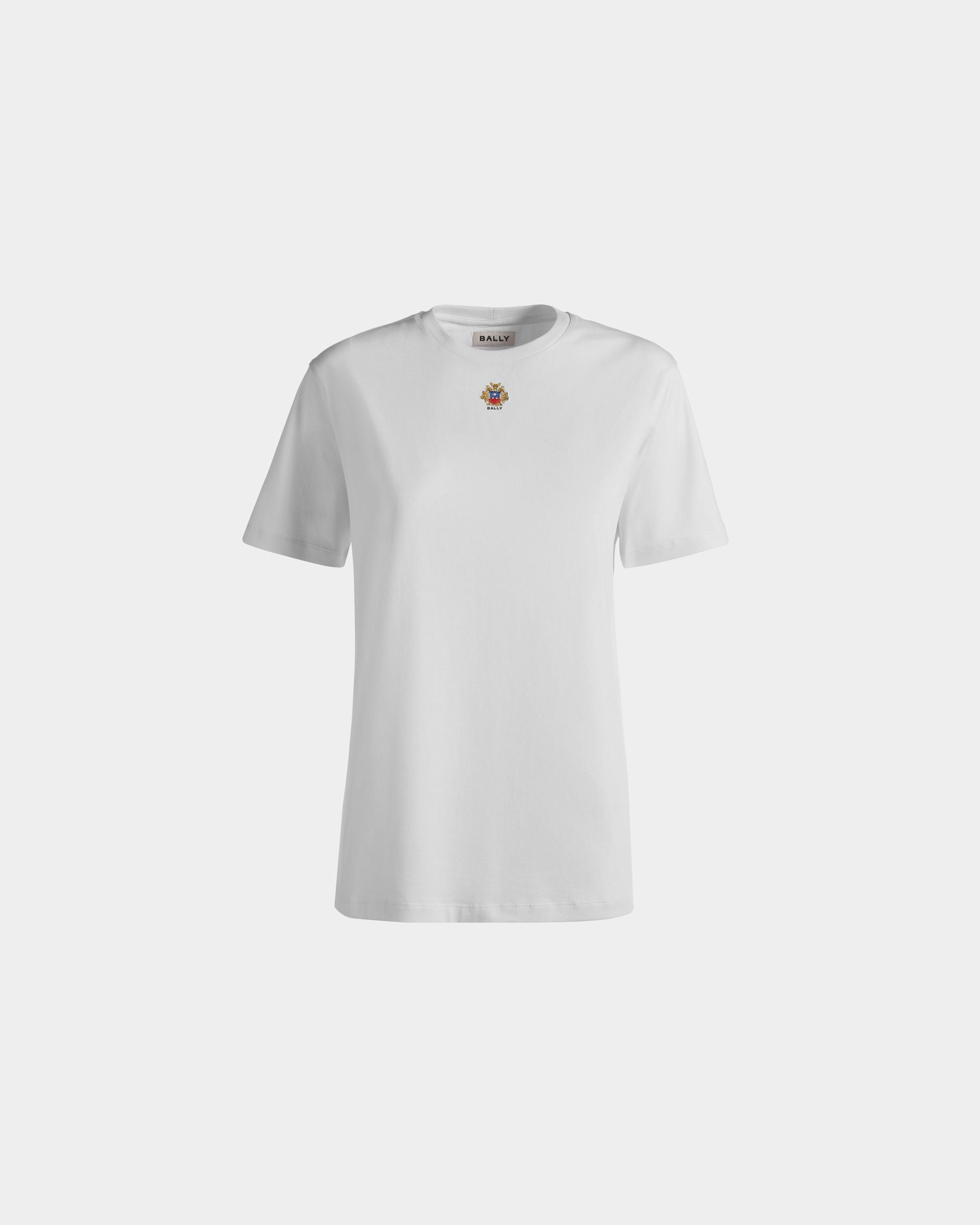 Camiseta De Algodón Blanco Con Logo Bally Crest - Mujer - Bally - 01