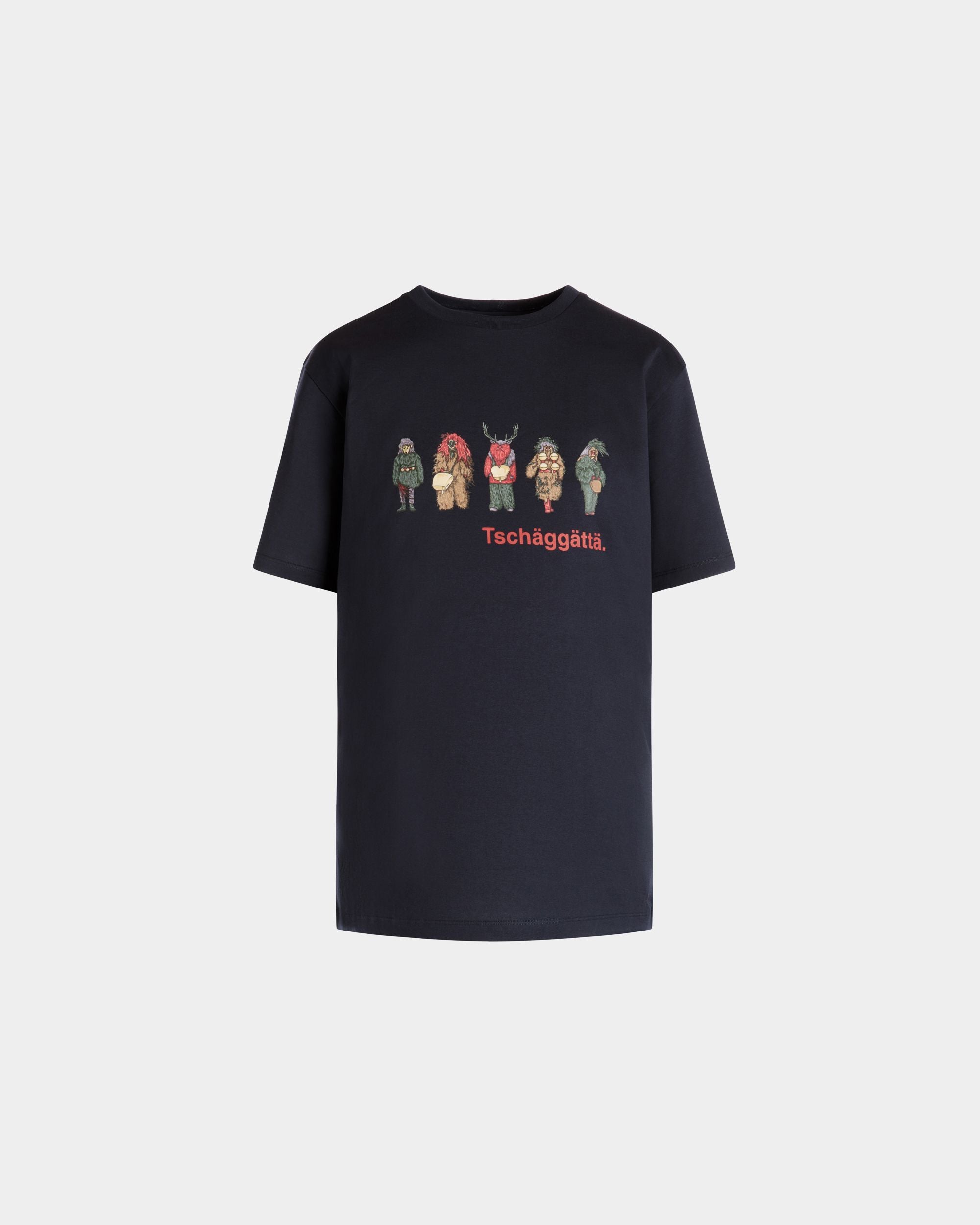 Camiseta De Algodón Navy Blue Con Estampados Forest Mask - Mujer - Bally - 01