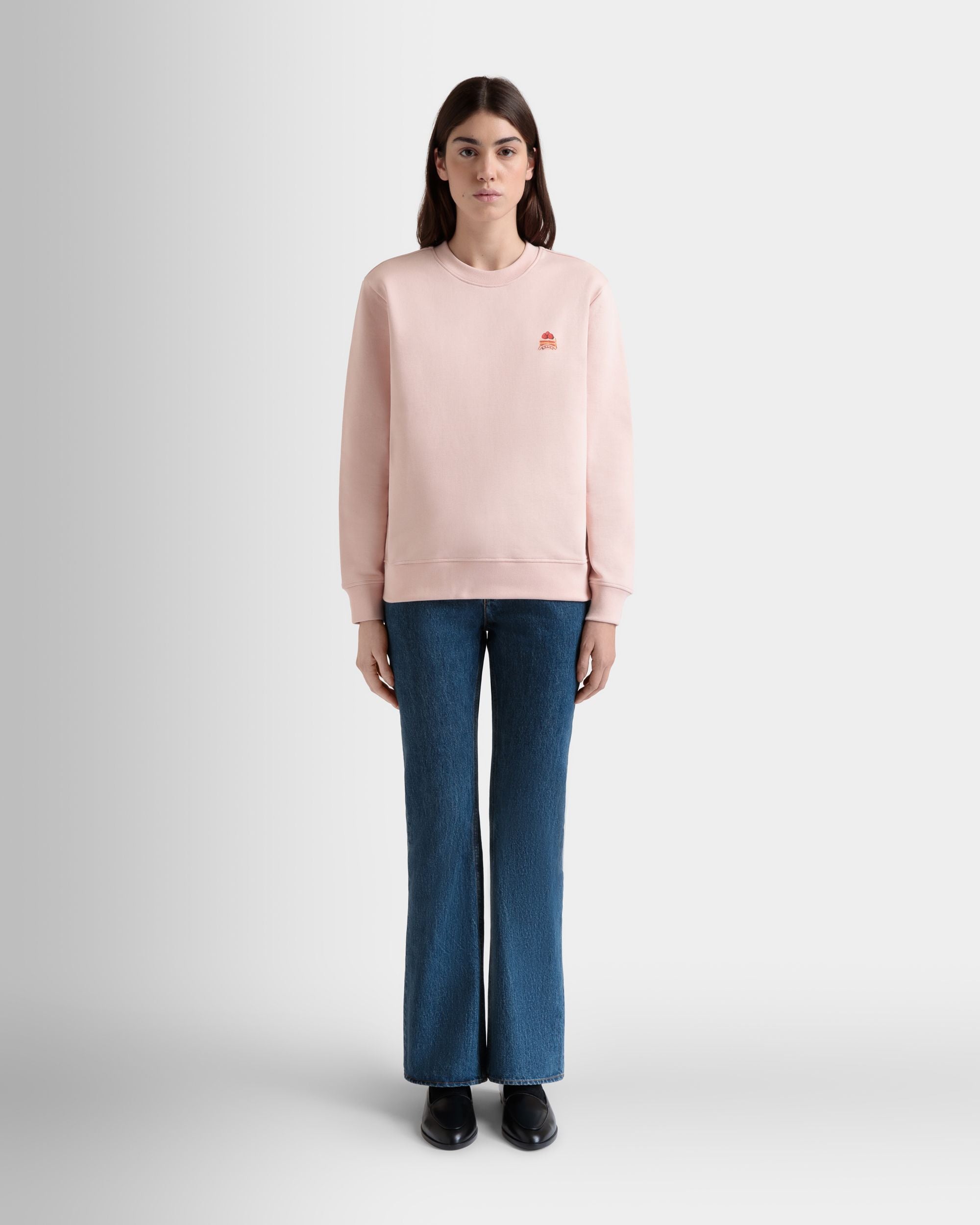 Sudadera De Cuello Redondo De Algodón Dusty Petal Con Bally Cake - Mujer - Bally - 02