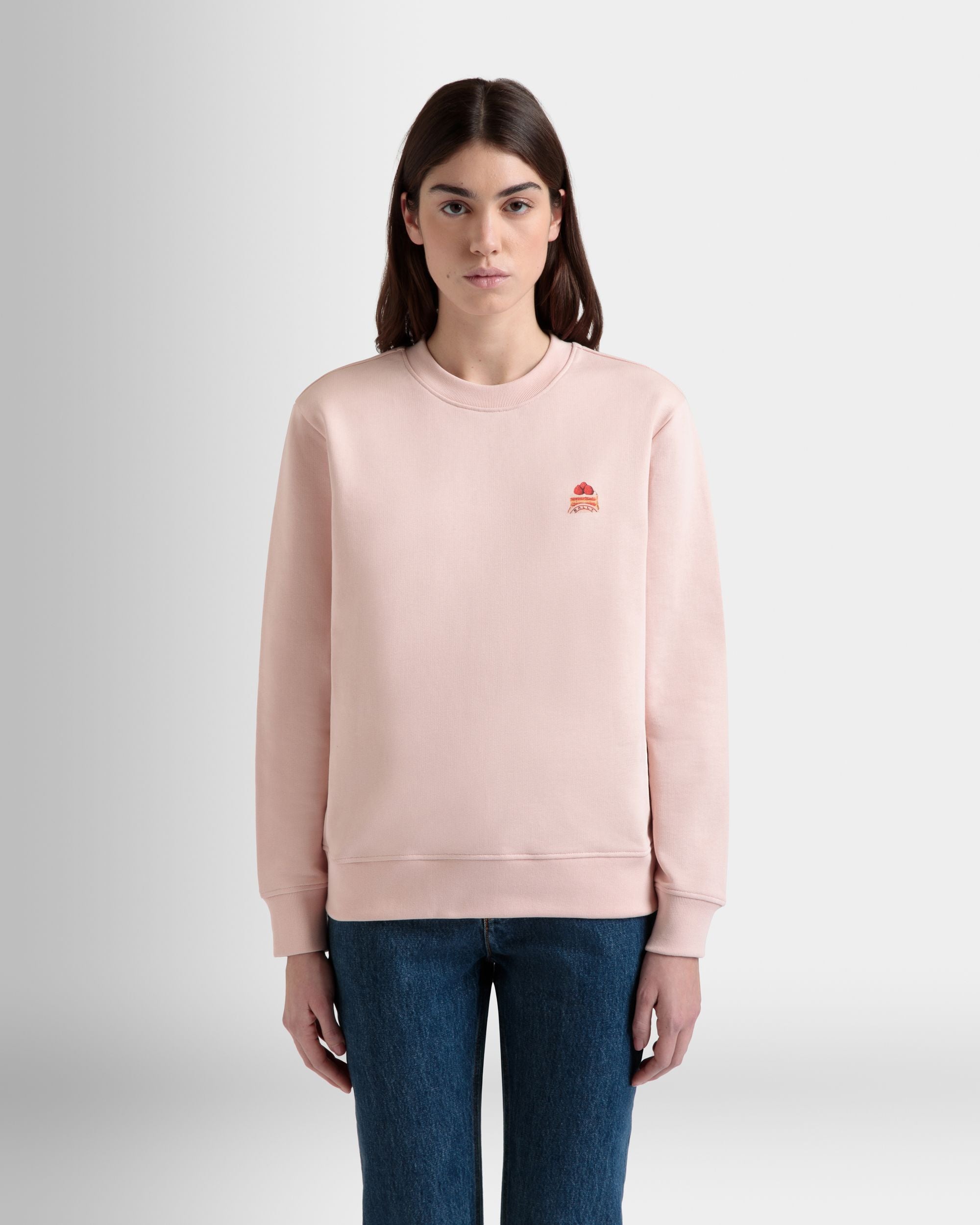 Sudadera De Cuello Redondo De Algodón Dusty Petal Con Bally Cake - Mujer - Bally - 08