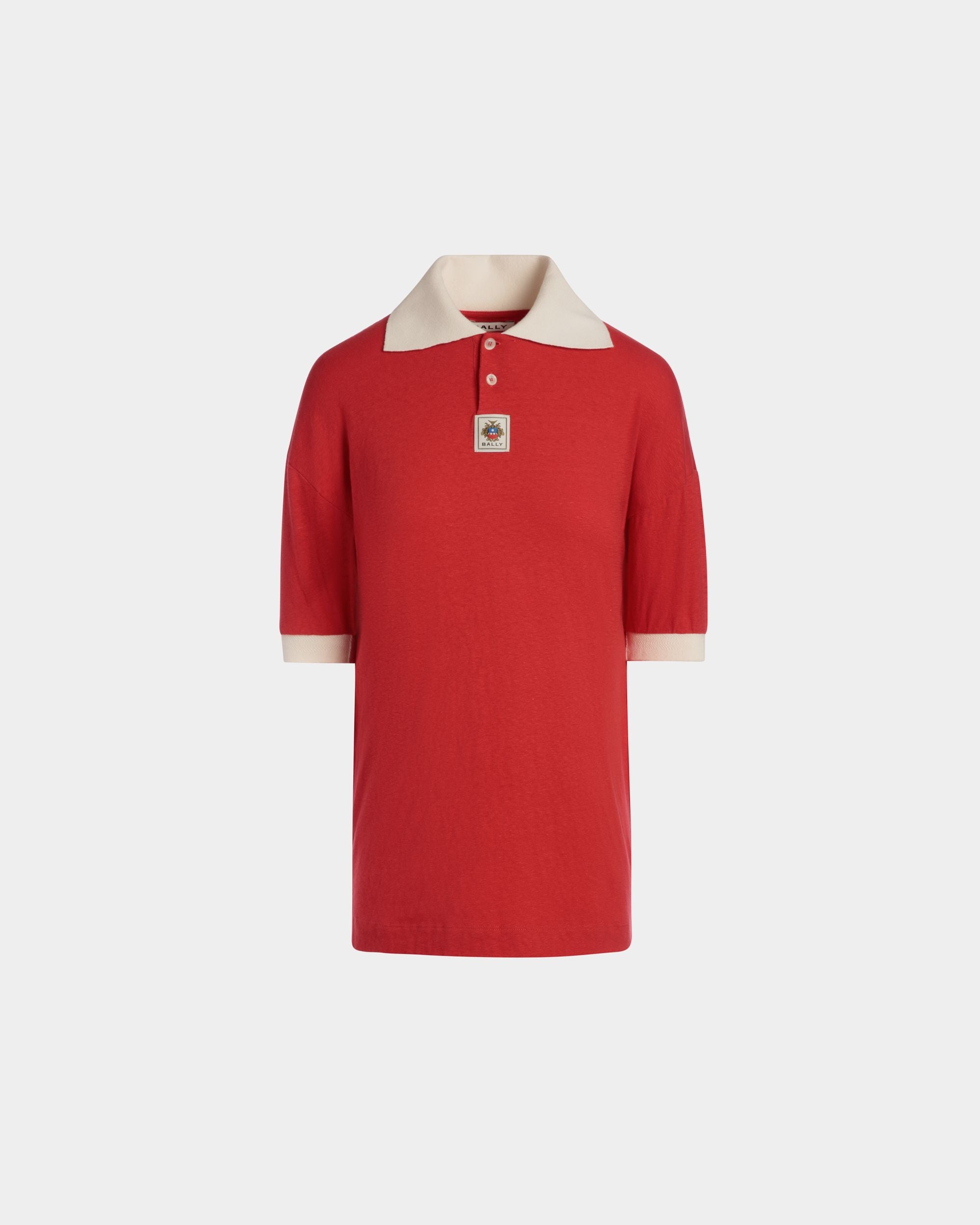 Polo De Algodón Rojo Con Logotipo Del Escudo Bally Crest - Mujer - Bally - 01