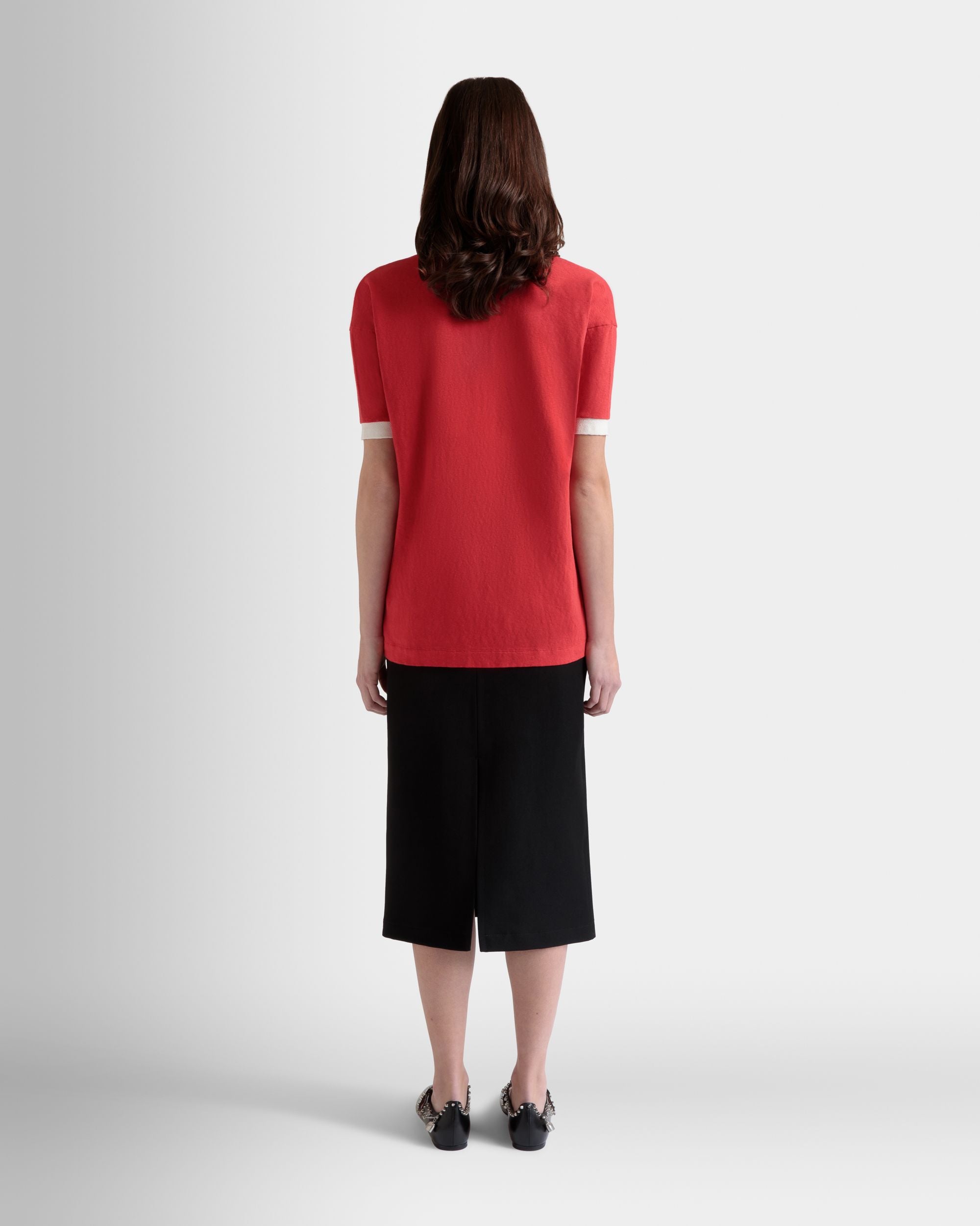 Polo De Algodón Rojo Con Logotipo Del Escudo Bally Crest - Mujer - Bally - 07