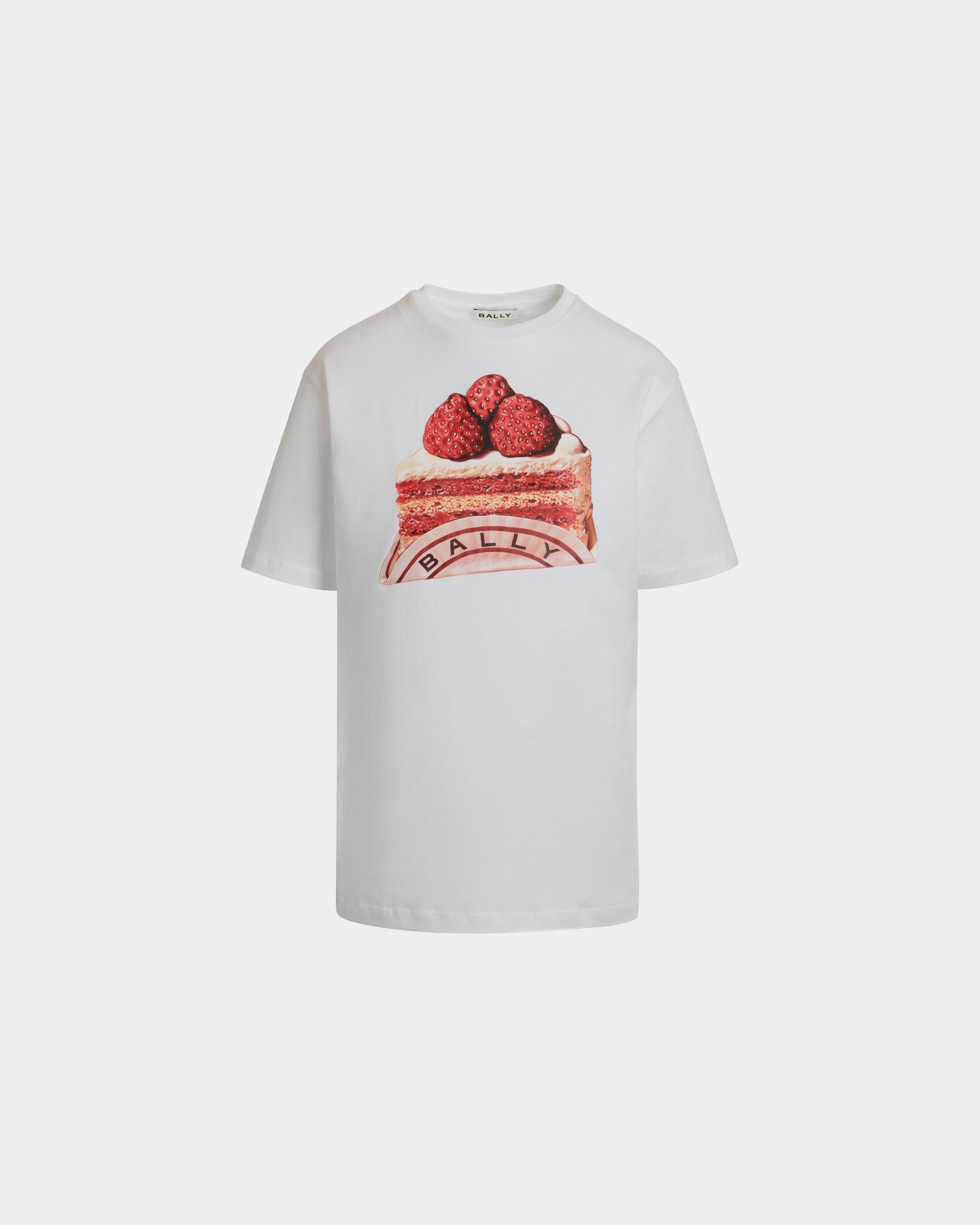 T-Shirt in White Cotton With a Bally Cake Print - Women's - Bally - 01