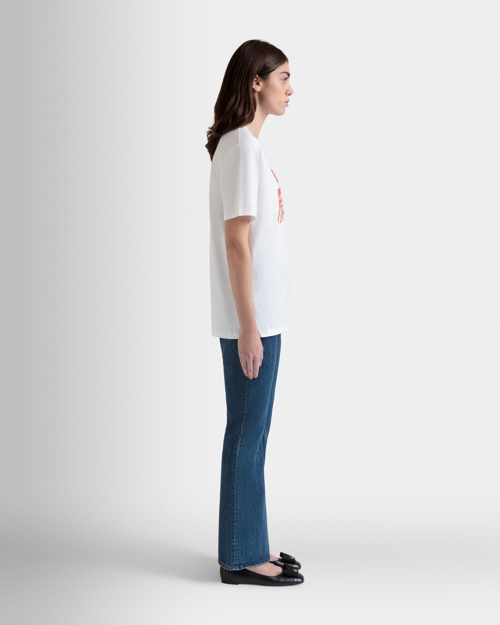 T-Shirt in White Cotton With a Bally Cake Print - Women's - Bally - 05